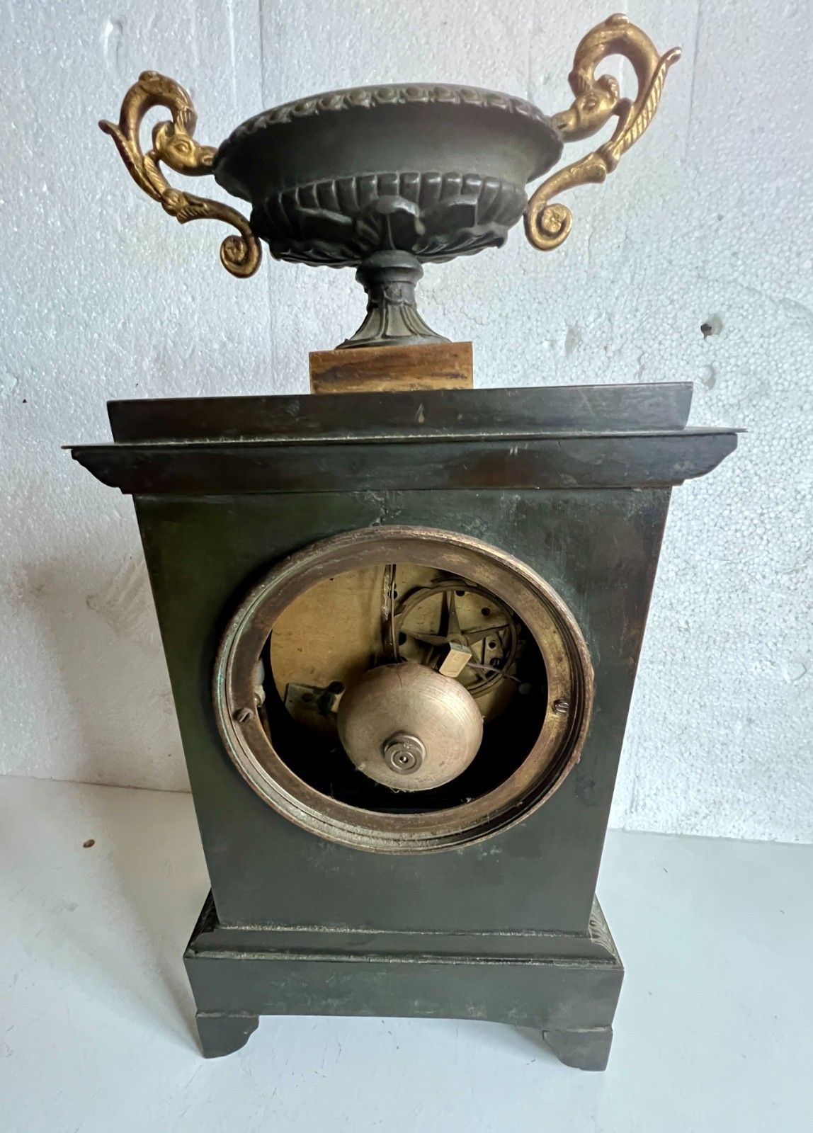 photo buy 19th Century Empire Style Green Patina Bronze Clock