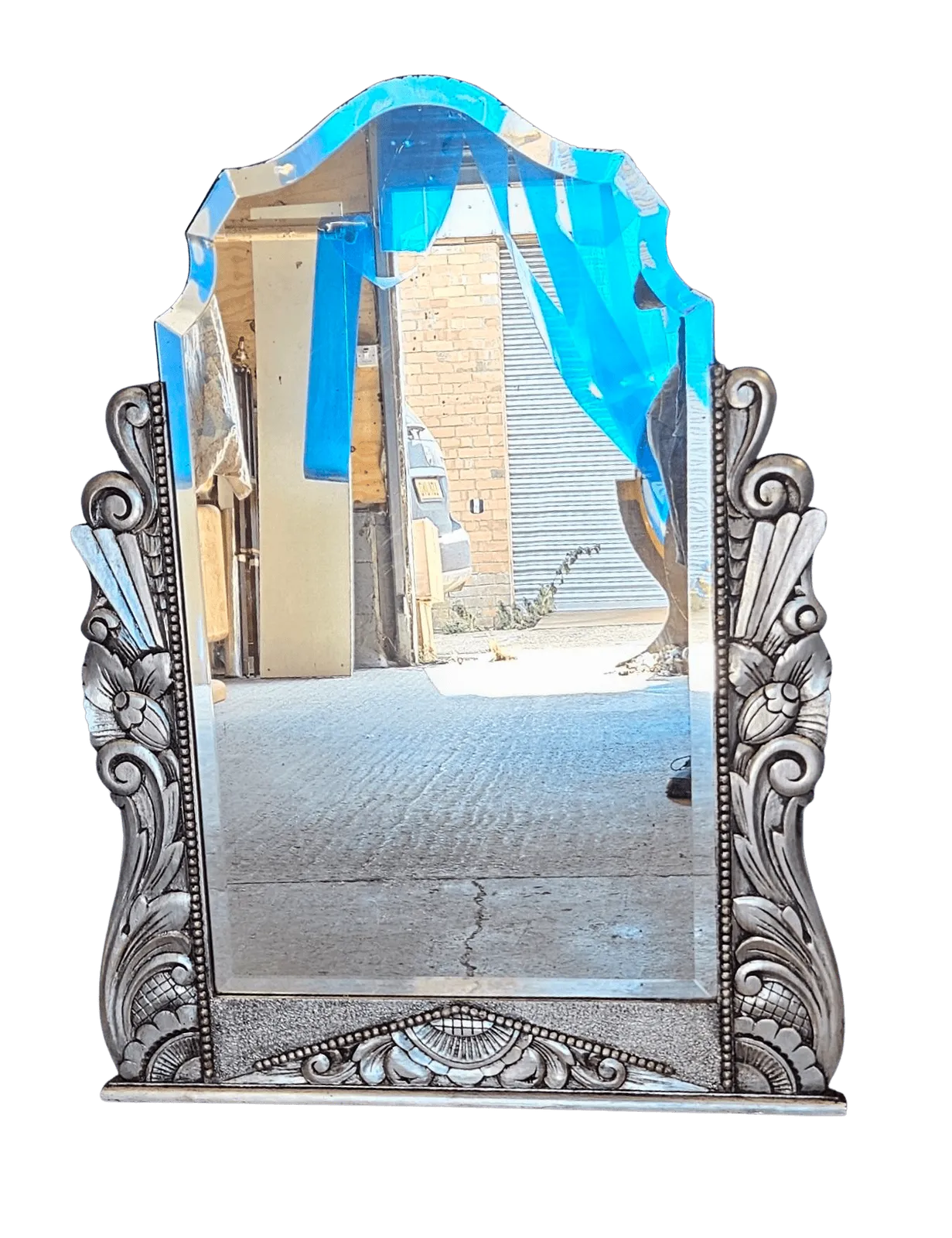 French Art Deco Silver Gilt Mirror