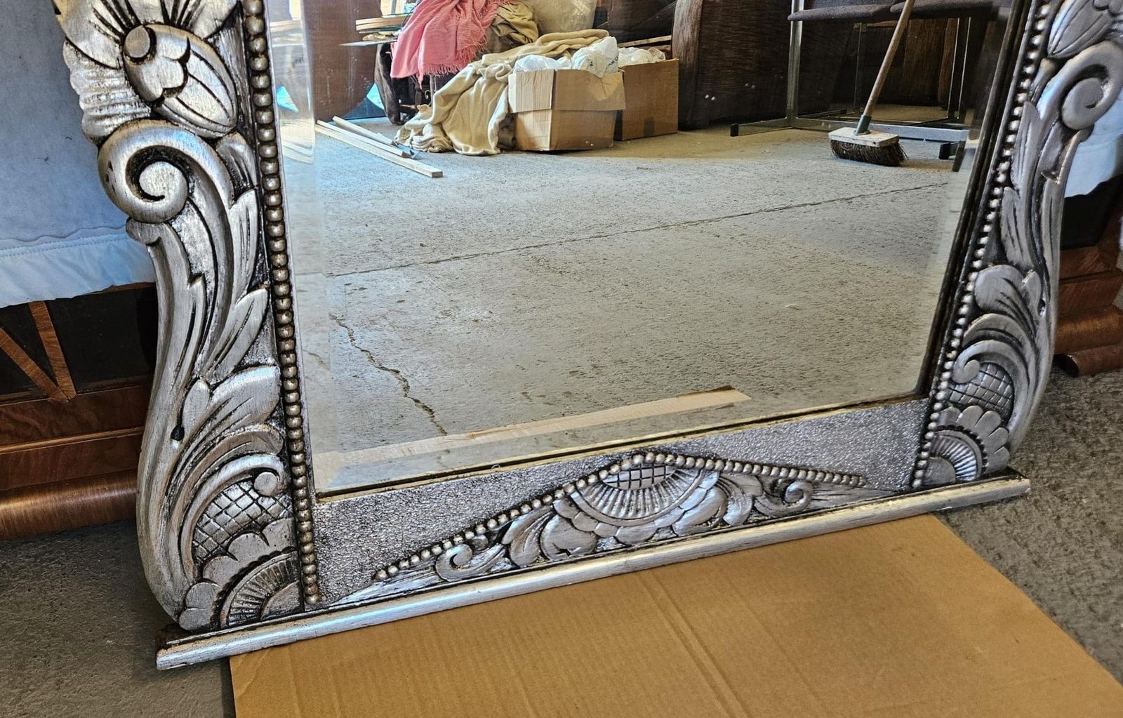 French Art Deco Silver Gilt Mirror photo vintage