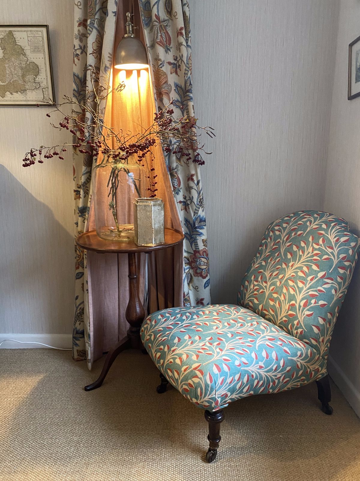Antique Slipper Chair In Robert Kime Fabric photo furniture