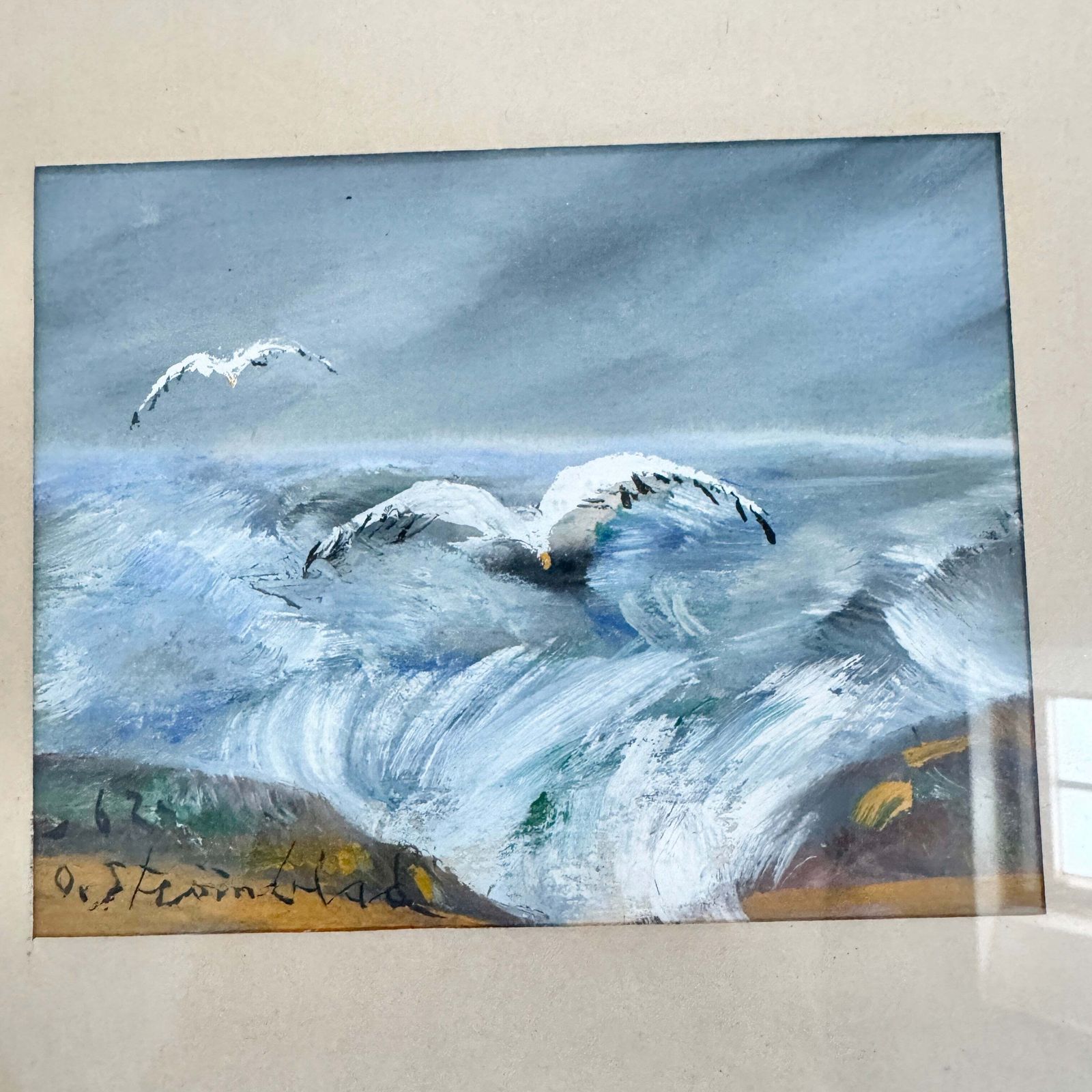Songs Of The Nordic Sea 1962. Vintage Mixed Media Schilderijen Van O. Strömblad. photo for sale