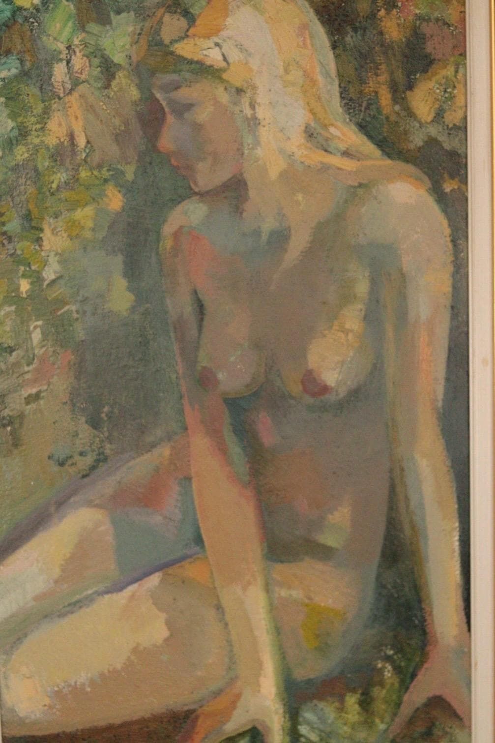 Original Danish Oil On Canvas – “Seated Woman” By Bernhard Petersen (1911–1988) – Signed & Framed – 94 × 59 Cm (37.0" × 23.2") photo vinterior
