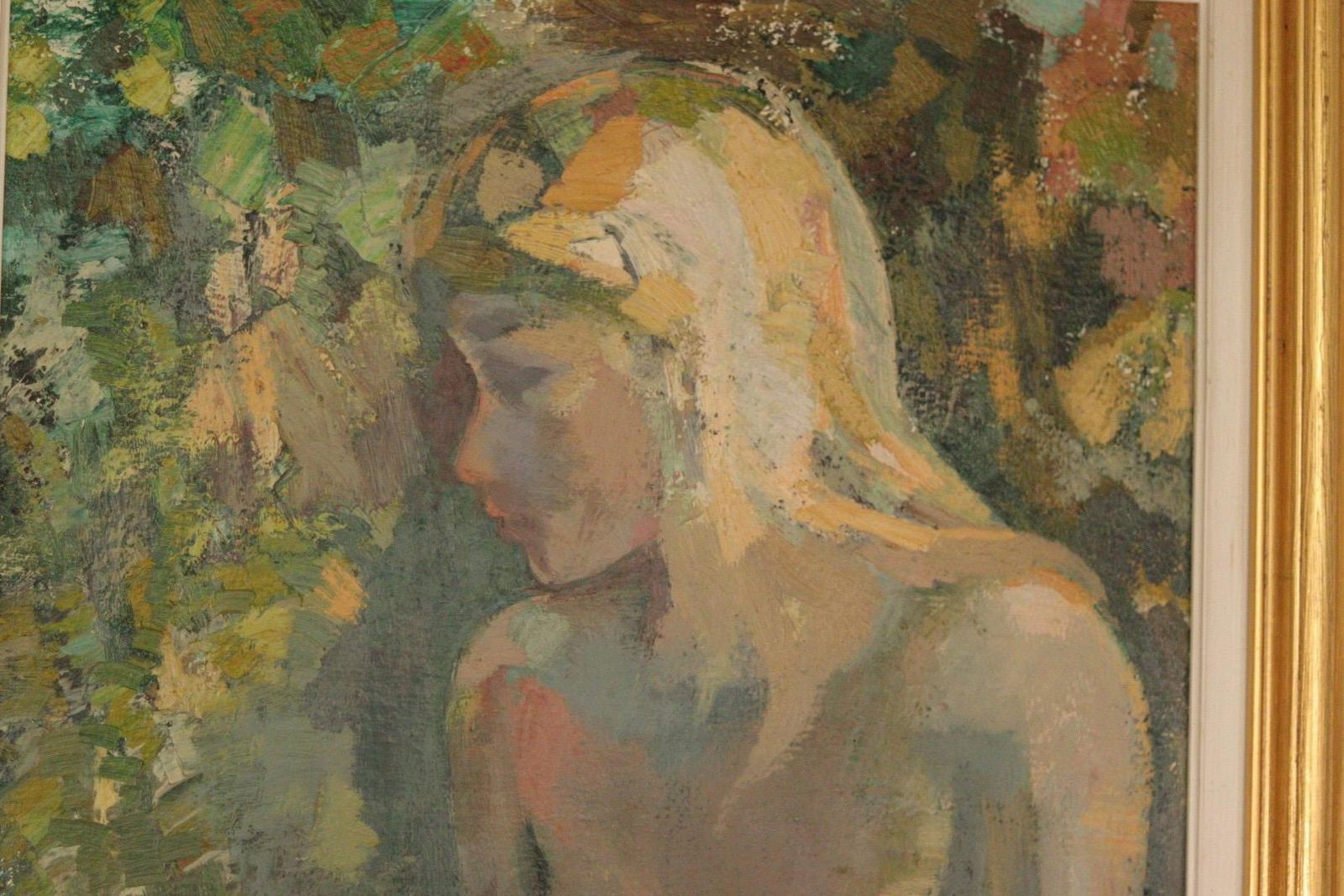 Original Danish Oil On Canvas – “Seated Woman” By Bernhard Petersen (1911–1988) – Signed & Framed – 94 × 59 Cm (37.0" × 23.2") photo buy