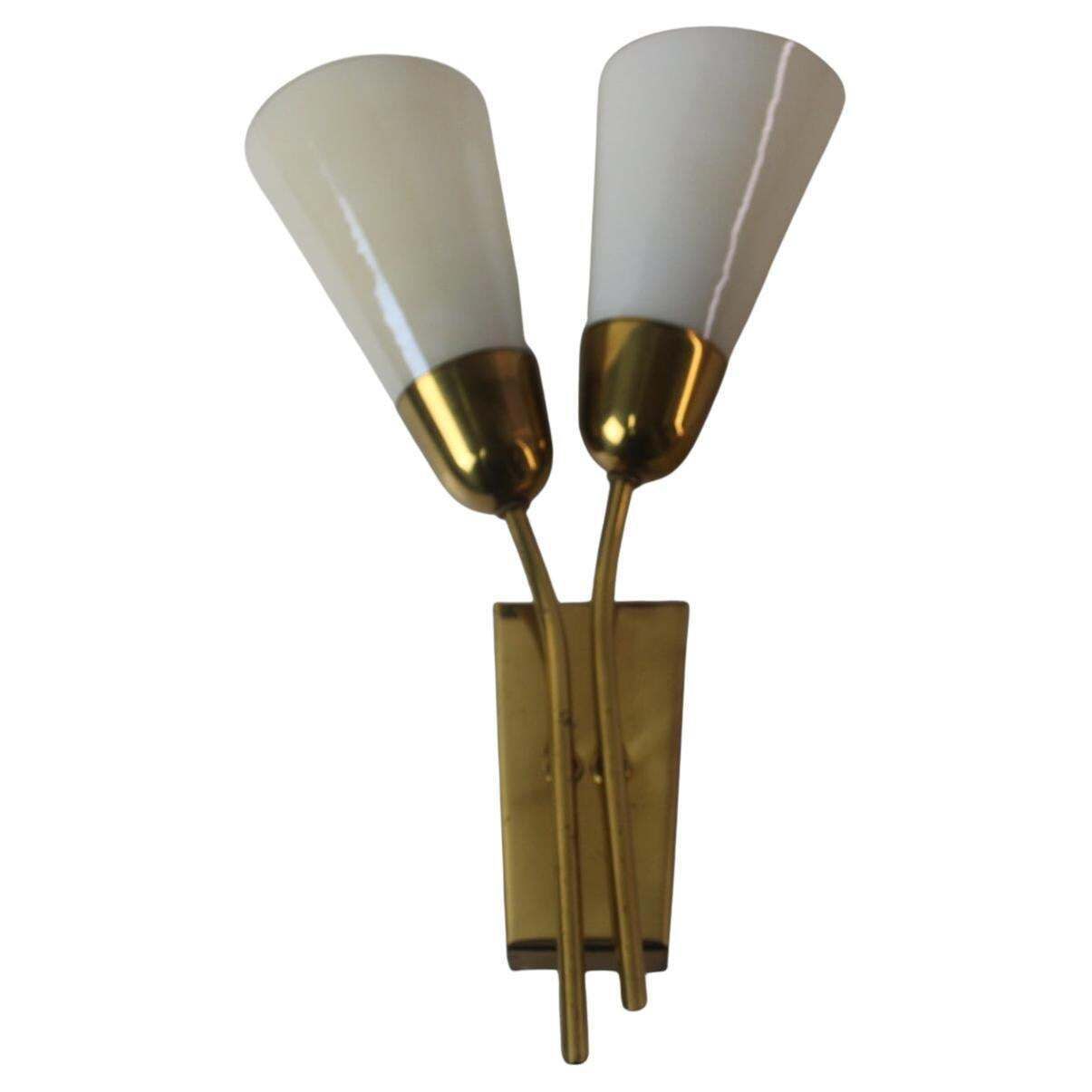 Vintage Elegant Wall Lamp, Kamenický šenov, Czechoslovakia, 1960's.