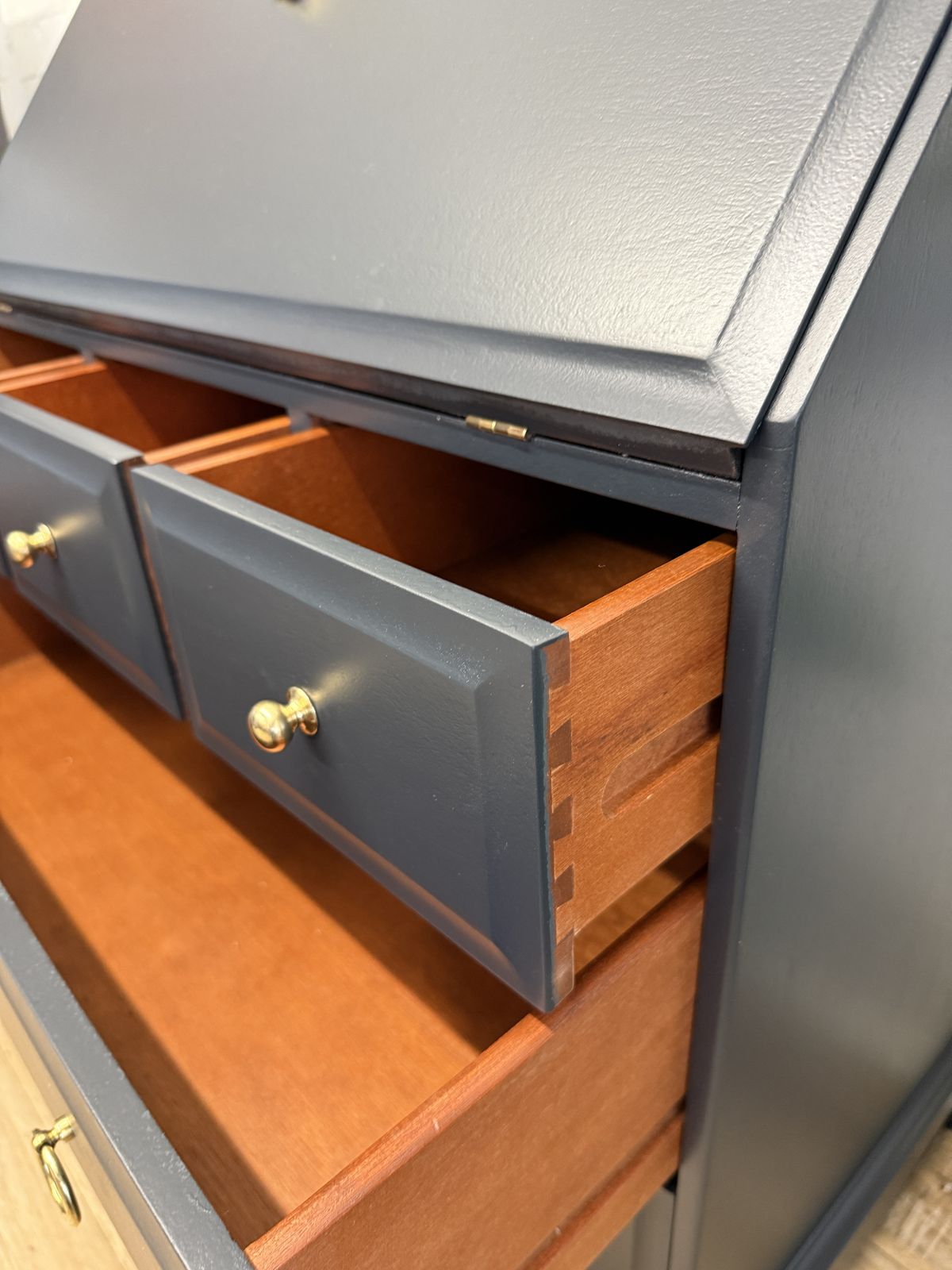 Stag Minstrel Bureau Black Painted In Soot By Benjamin Moore photo vintage