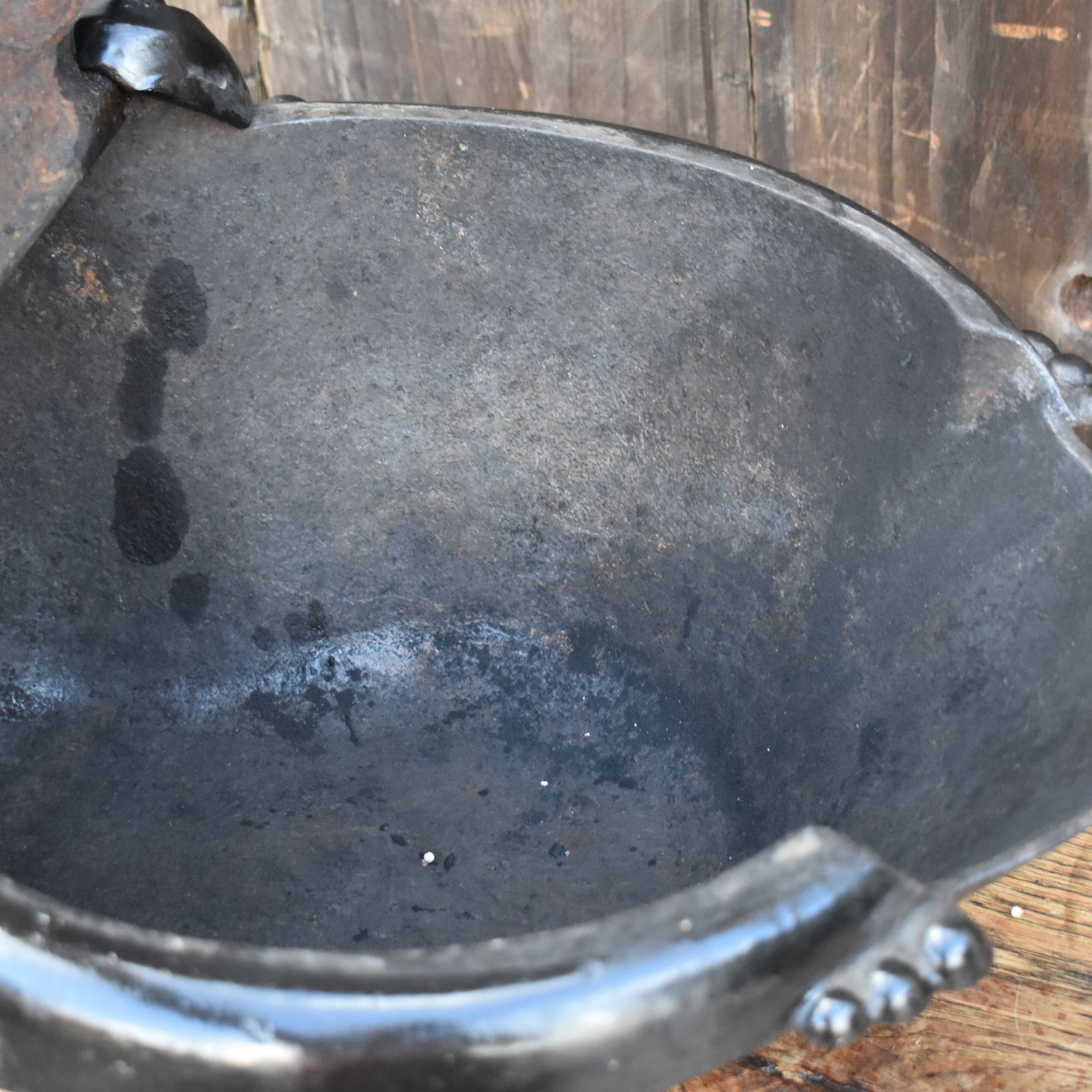 Antique 19th Century French Cast Iron Japanned Helmet Coal Scuttle Fireside Bin photo vintage