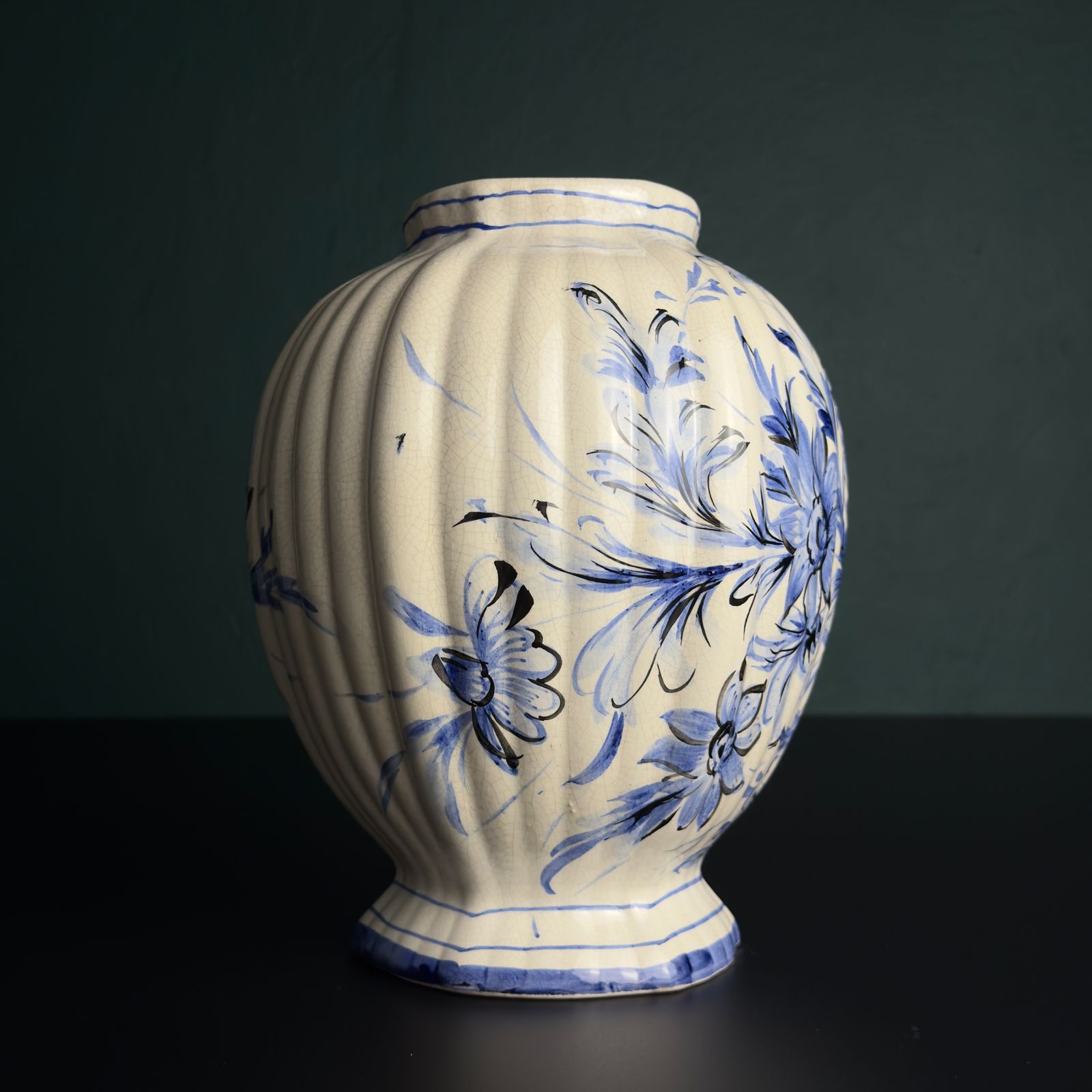 Vintage Blue Ceramic Vase By Bassano, Italy 1970s photo vintage