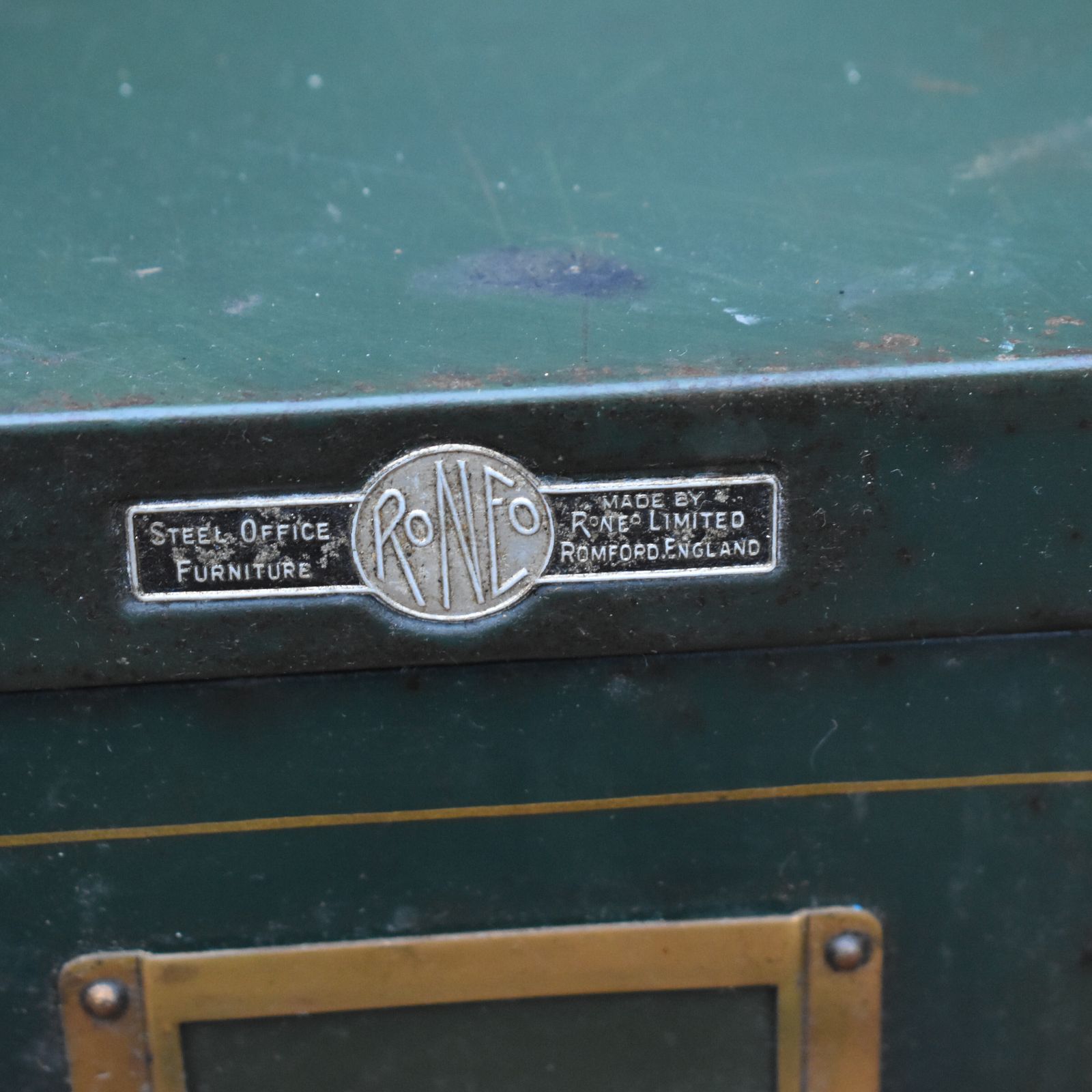Vintage 1934 Roneo Green Steel Filing Bank Of Drawers Bedside Cabinets Pair photo 295.0
