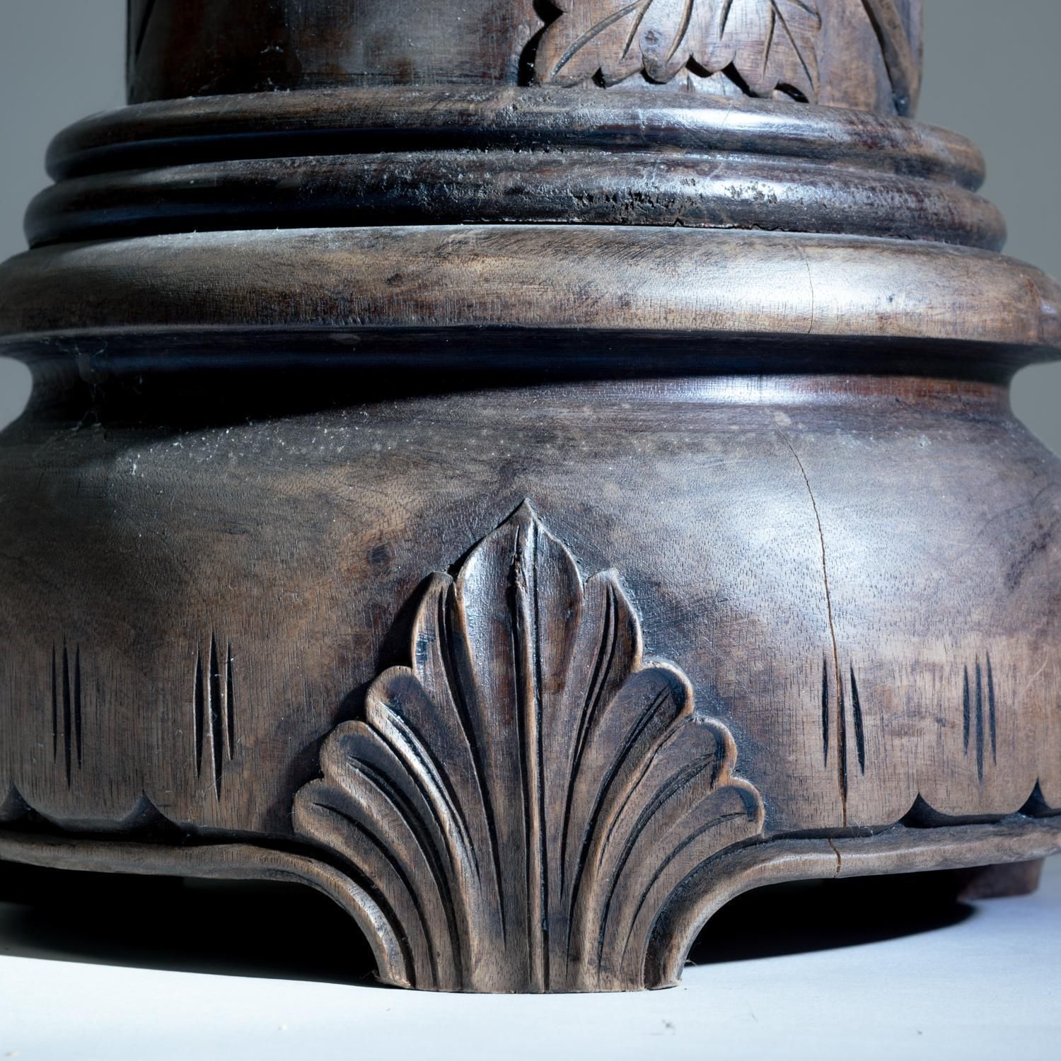 2921.0 Pedestal Plantstand, Mahogany, Handcarved Grapevine Motive, Wood, 1950s photo