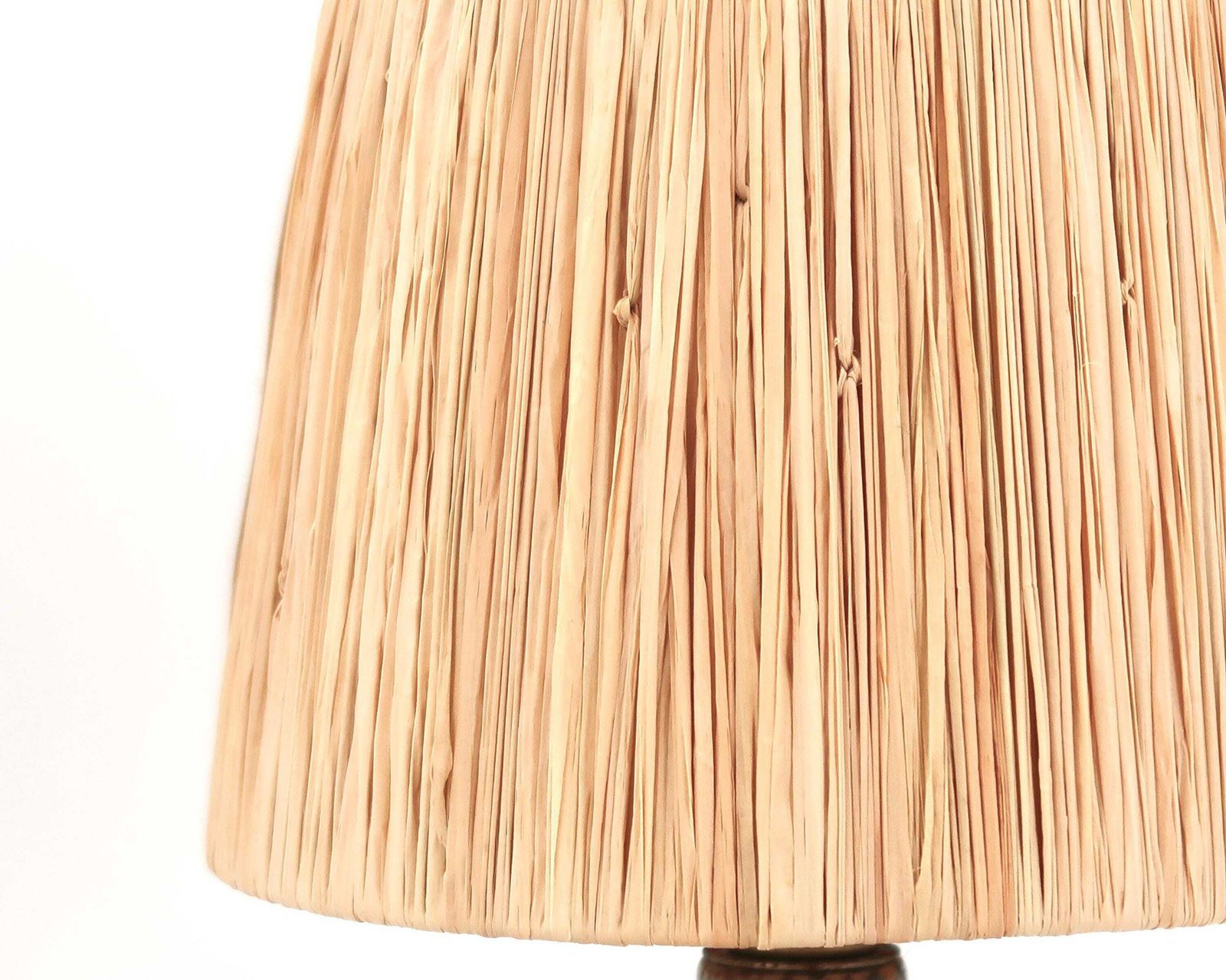 French Stoneware Ceramic Table Lamp By Guy Baudat, Raffia Lampshade, 1970s / Beige, Potter, Wabi Sabi, Country, Cottage photo vinterior