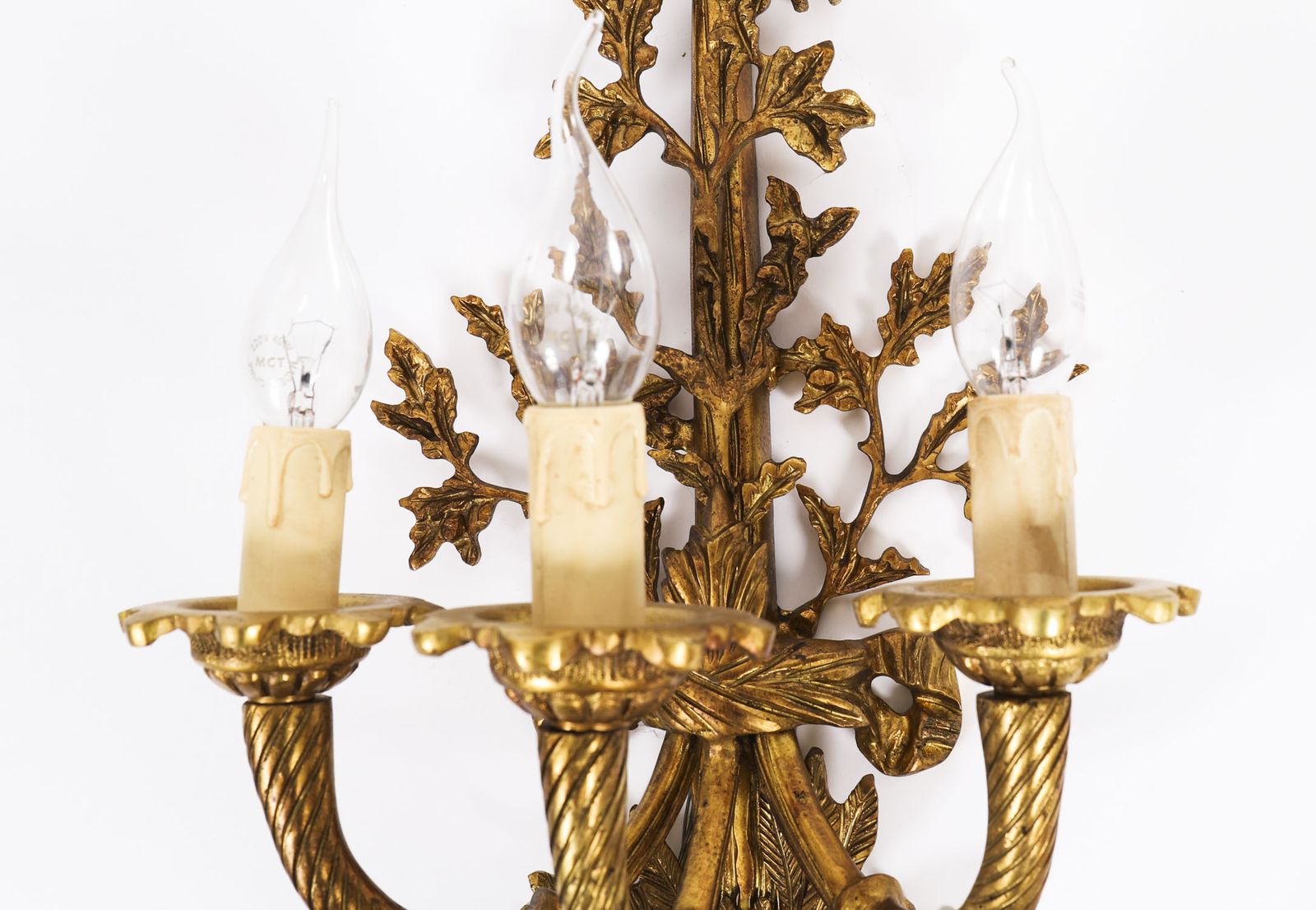 Antique Pair Of  French Louis Revival 3 Branch Ormolu Wall Lights  20th C photo Lighting