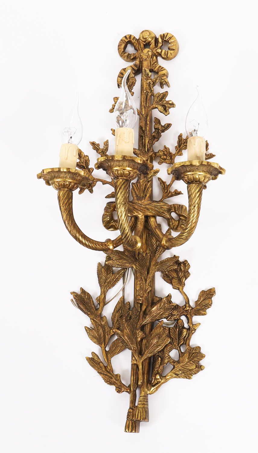 Antique Pair Of  French Louis Revival 3 Branch Ormolu Wall Lights  20th C photo buy