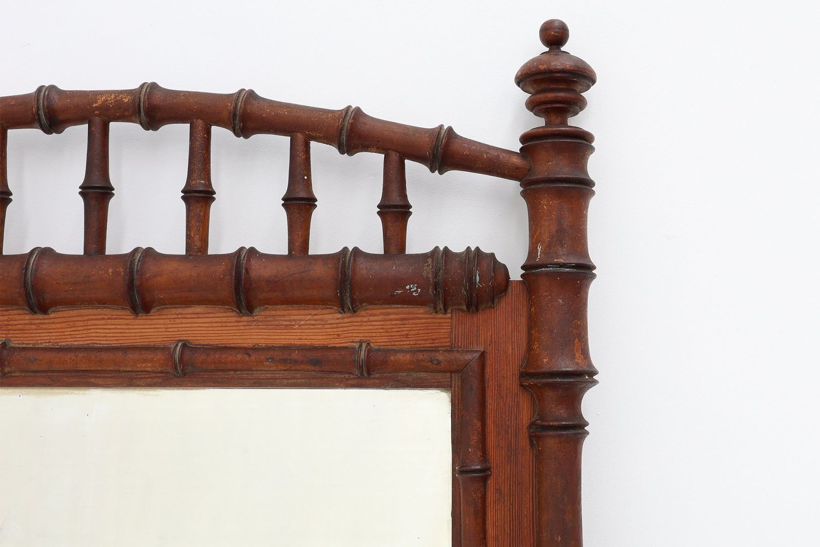 Antique Faux Bamboo Wood Mirror, France, 19th Century photo for sale