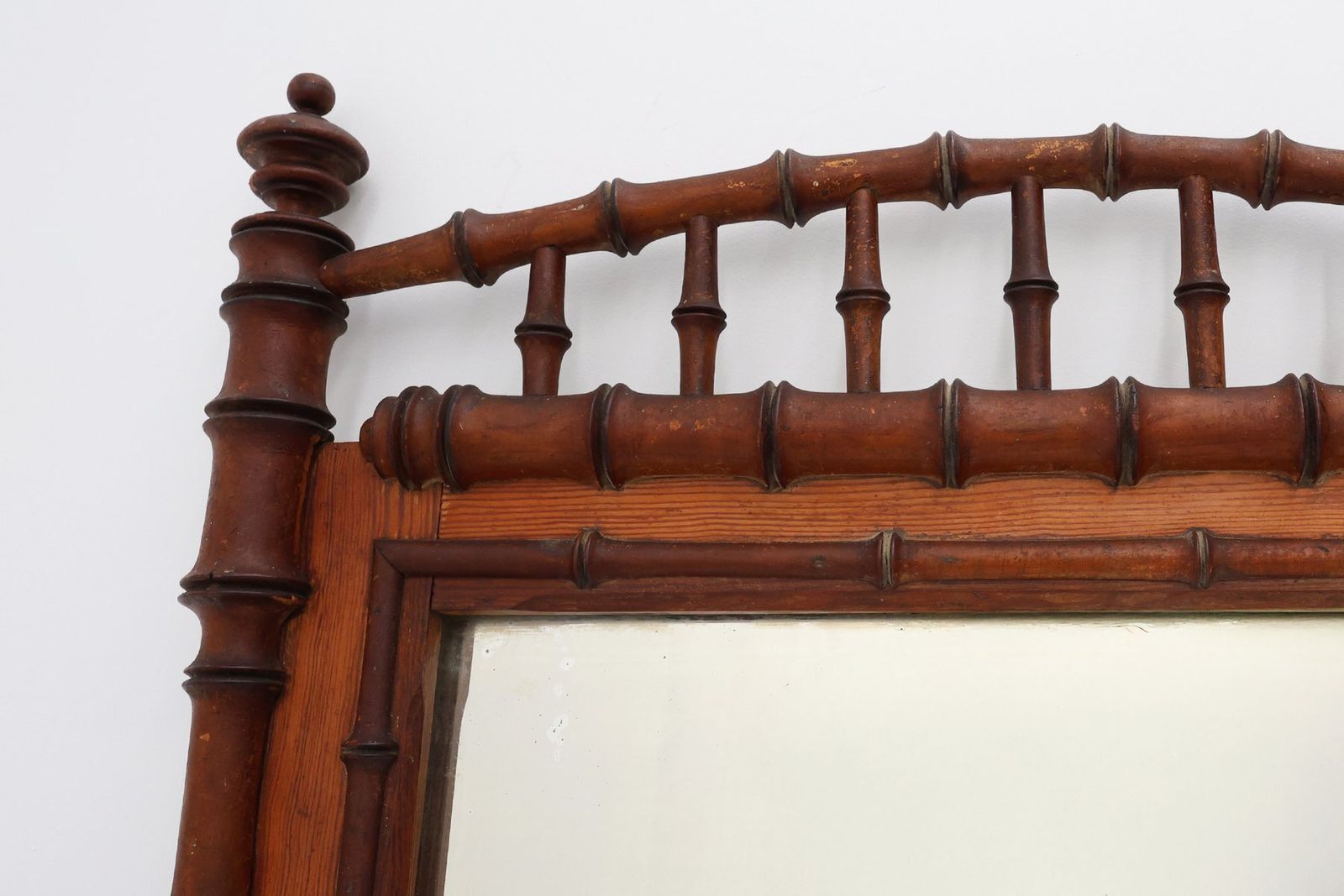 Antique Faux Bamboo Wood Mirror, France, 19th Century photo vintage