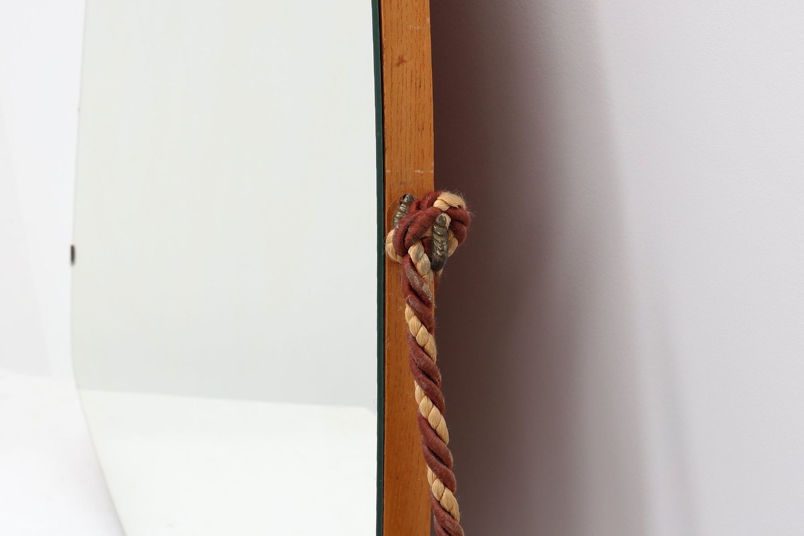 photo furniture Vintage Organic Triangle Shaped Mirror With Wooden Back, Belgium, 1960s