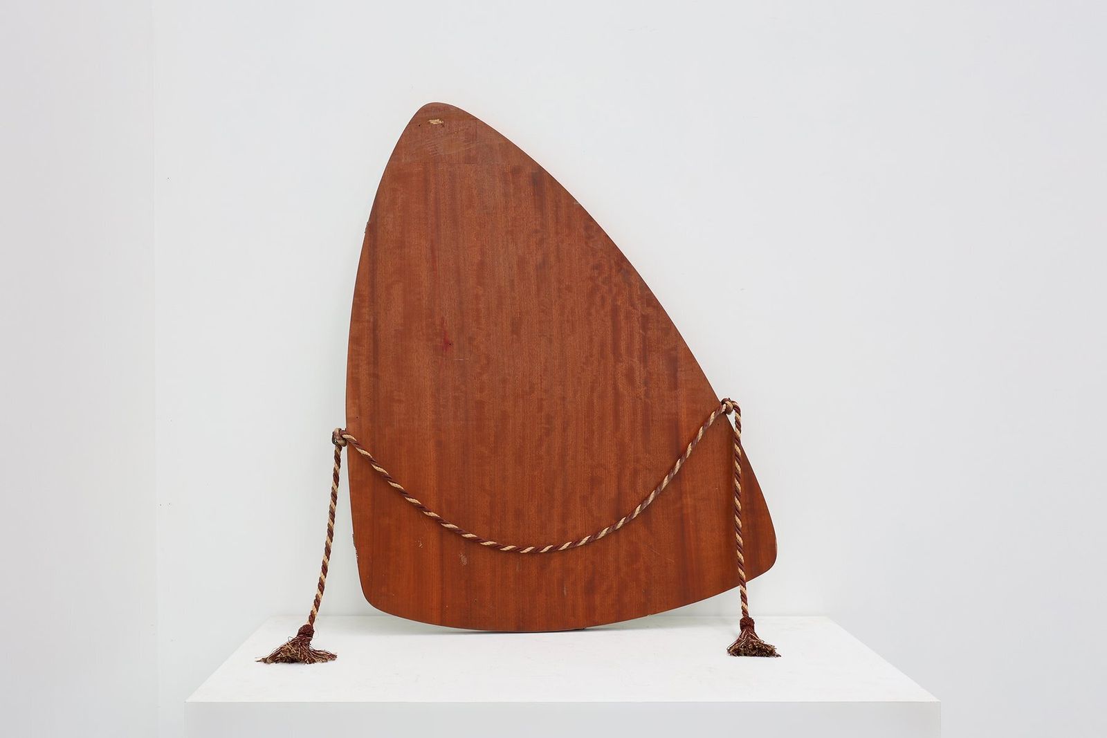 photo for sale Vintage Organic Triangle Shaped Mirror With Wooden Back, Belgium, 1960s