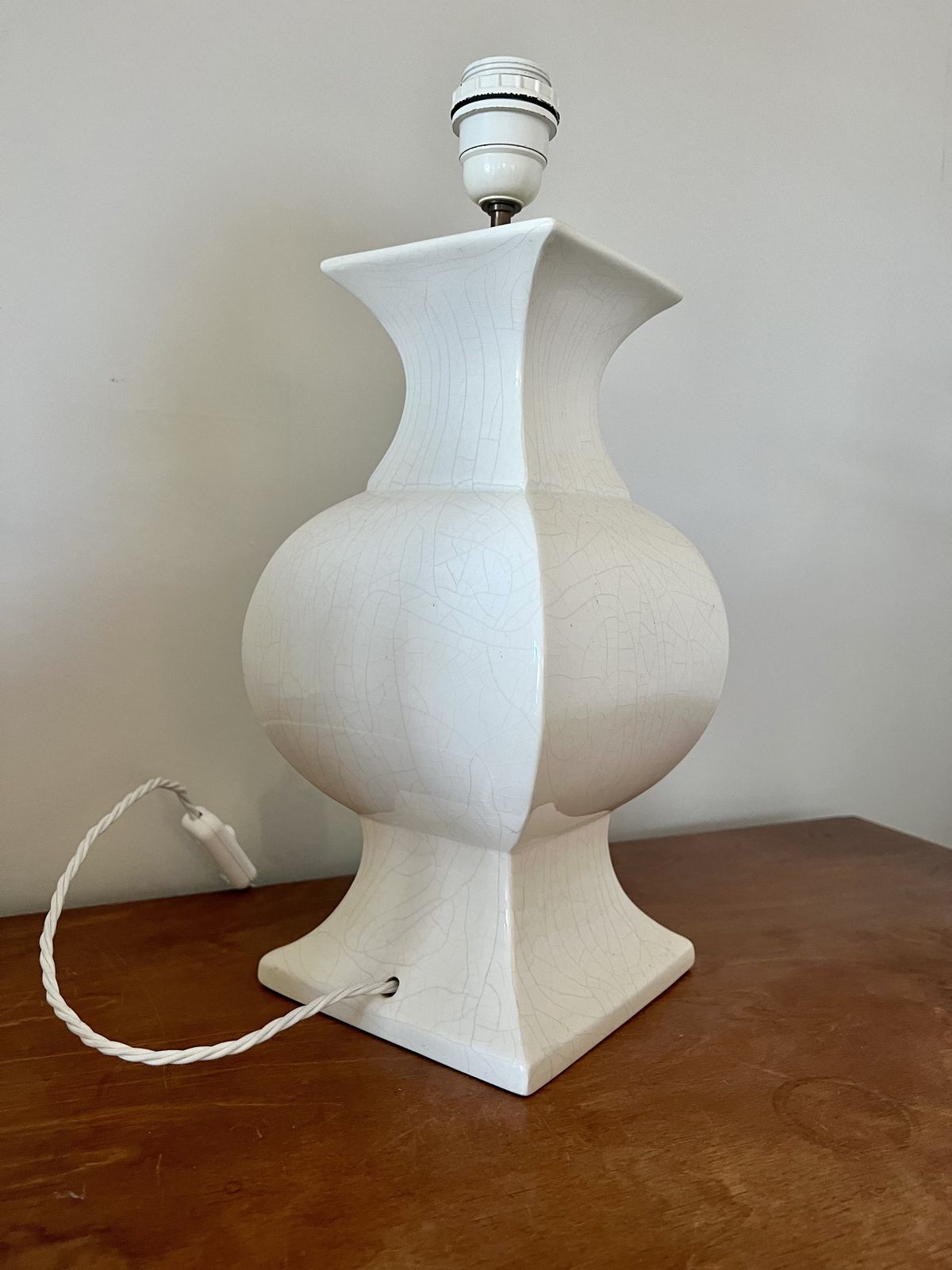 Vintage Crackle Glaze Ceramic Table Lamp. France, 1970s photo vintage