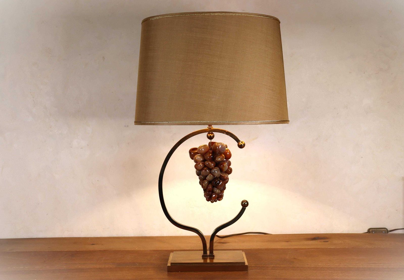 Hollywood Regency Vintage Design Table Desk Gemstone Grape Fruit 1970's Lamp In The Manner Of Willy Rizzo Or Willy Daro (St.241)
