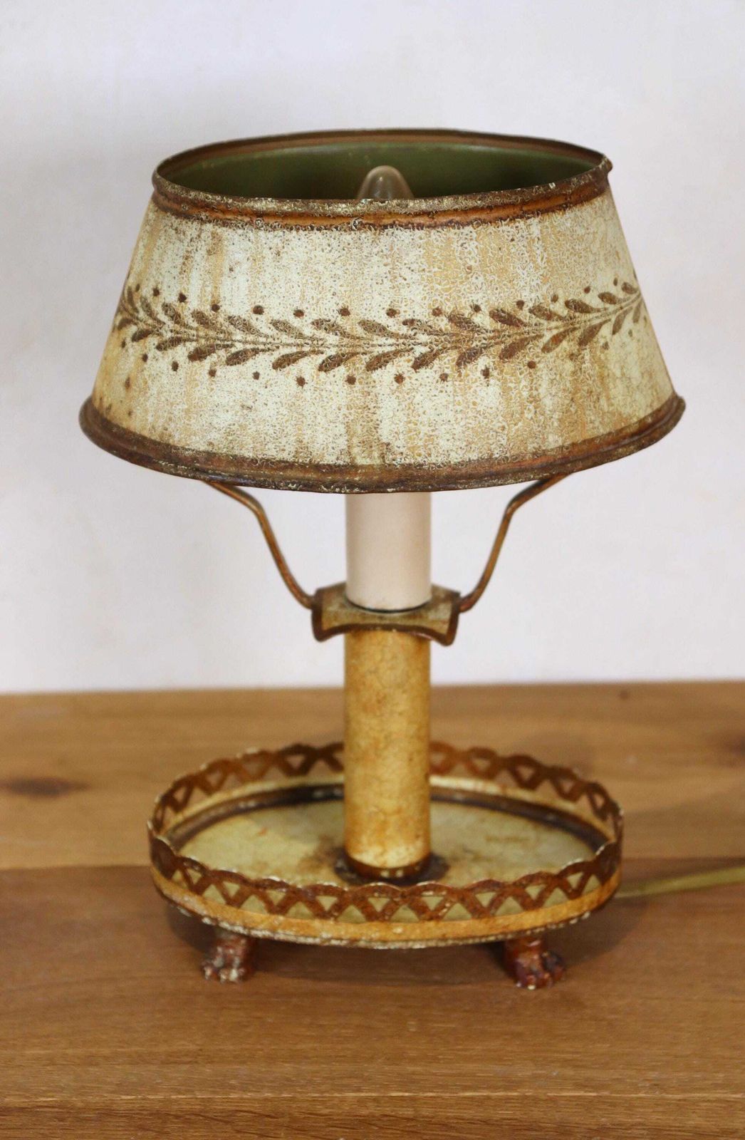 Original Italian Mid Century Patinated Tole / Metal Table Lamp (St.240) photo vintage