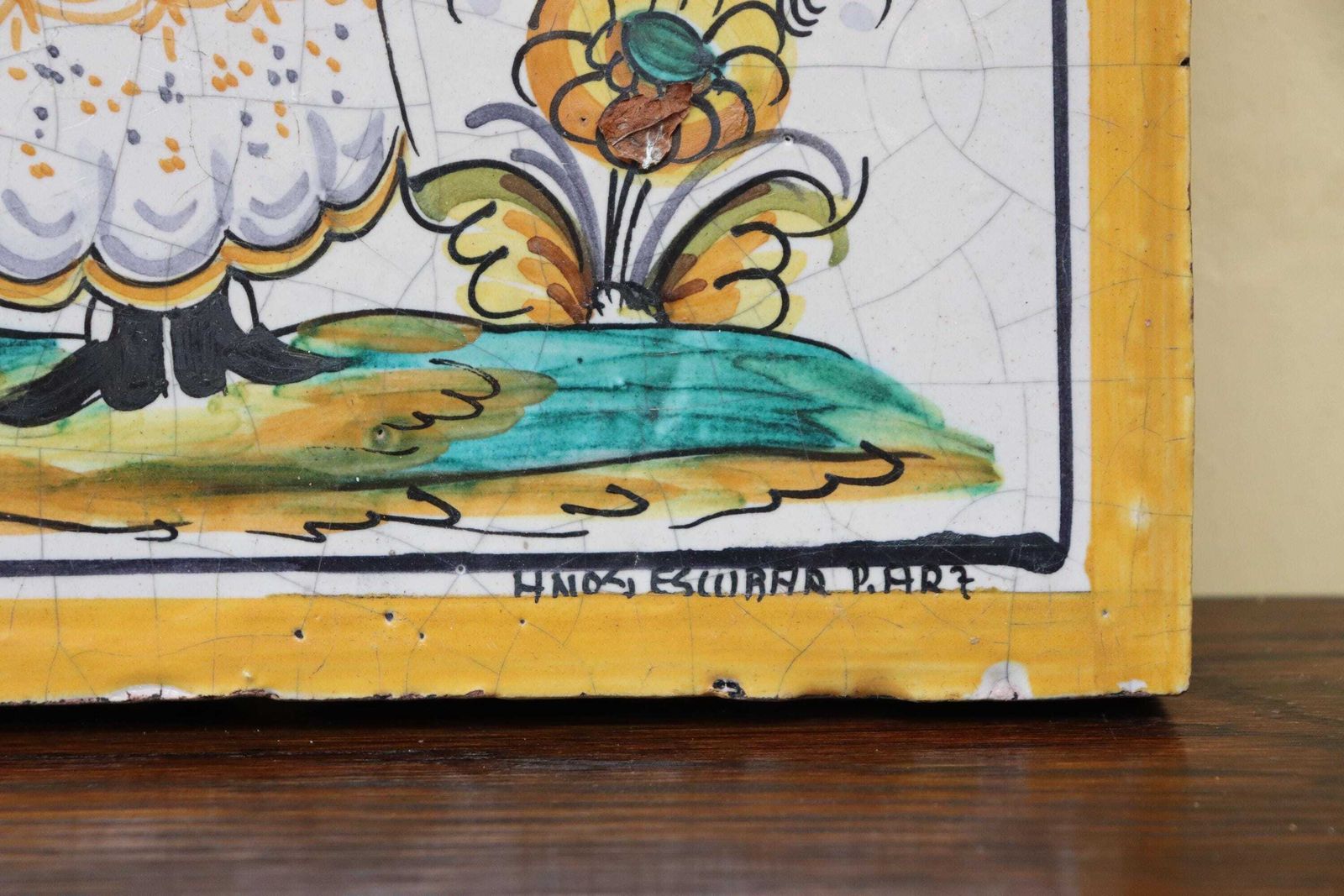 Set Of Four Spanish Vintage Antique Style Tiles , Depicting The Four Seasons (St.265) photo vintage