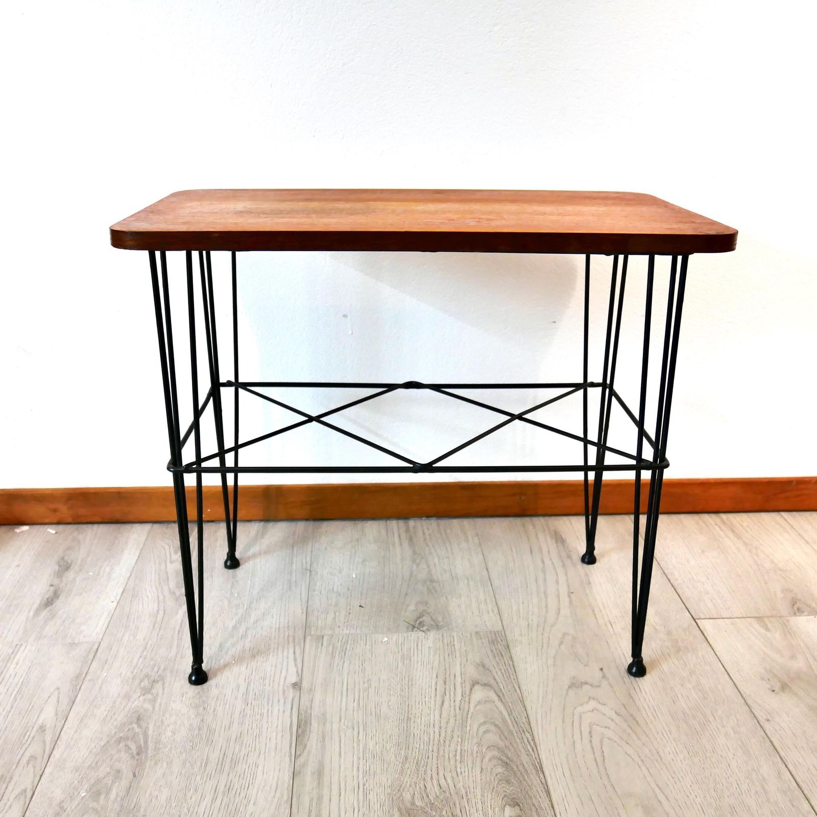 Mid Century Teak Wood Side Table – 1970s Scandinavian Furniture photo vinterior