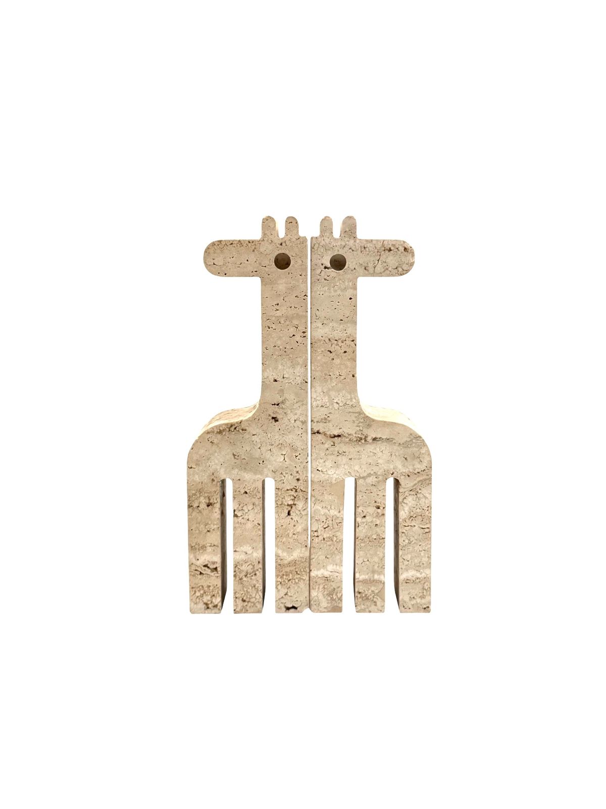 650.0 Modern Set Of 2 Travertine Giraffe Shaped Bookends, Fratelli Mannelli, Italy 1970s photo