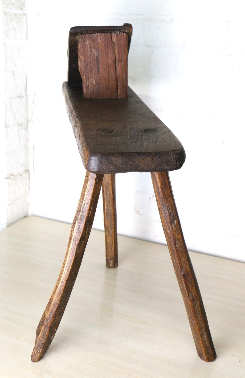 Antique Aged Wooden Stool Wool Shredder Farmhouse Item Rustic Oak 19th Century photo buy