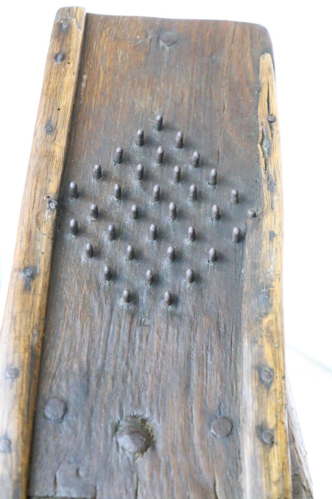 photo buy Antique Aged Wooden Stool Wool Shredder Farmhouse Item Rustic Oak 19th Century