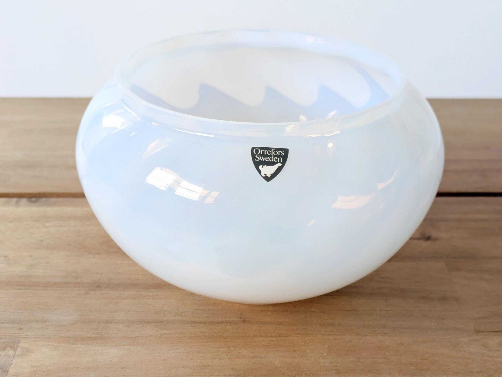 Rare Orrefors “Selena” Vase By Sven Palmqvist: 1950s Swedish Art Glass, Original Sticker photo furniture