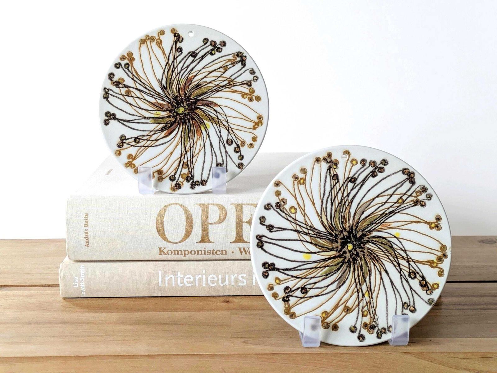 Set Of 2 Royal Copenhagen Fajance Baca Plates Or Trivets: 1970s Danish Design