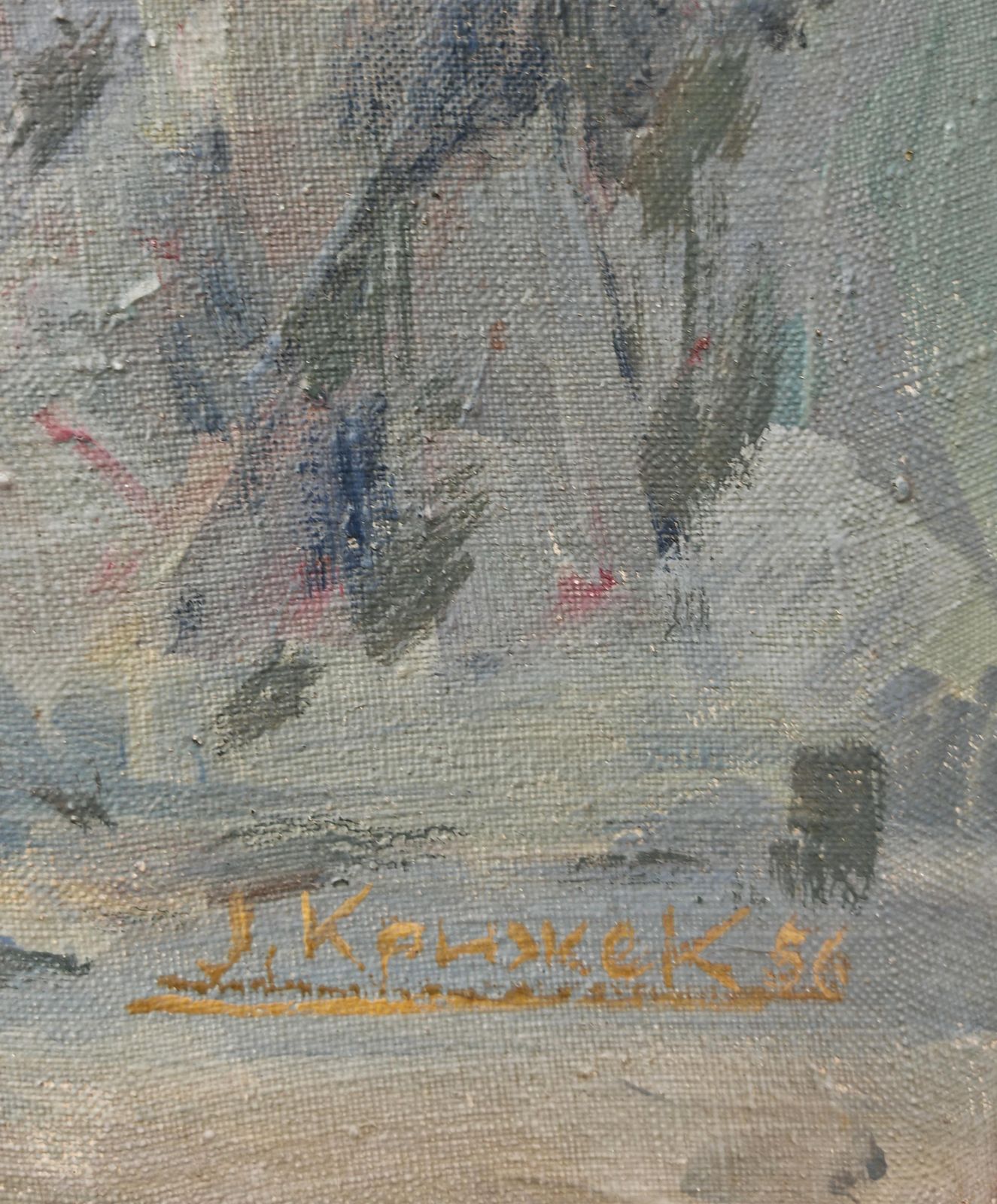 Art Modernist Painting "The Mouth Of The Ribnica Into The Moraca" By Jan Krizek 1956 photo