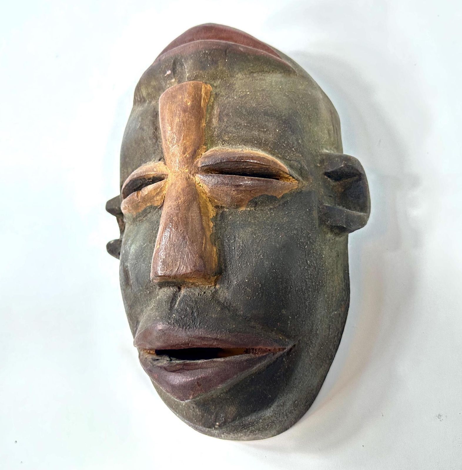 African Wood Tribal Mask – Vintage Hand Carved Mask With Dual Faces