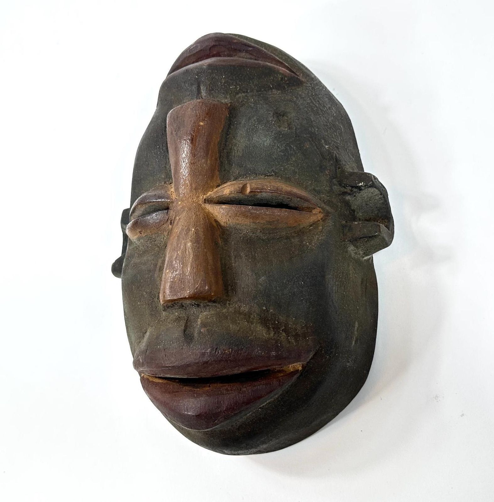 African Wood Tribal Mask – Vintage Hand Carved Mask With Dual Faces photo buy