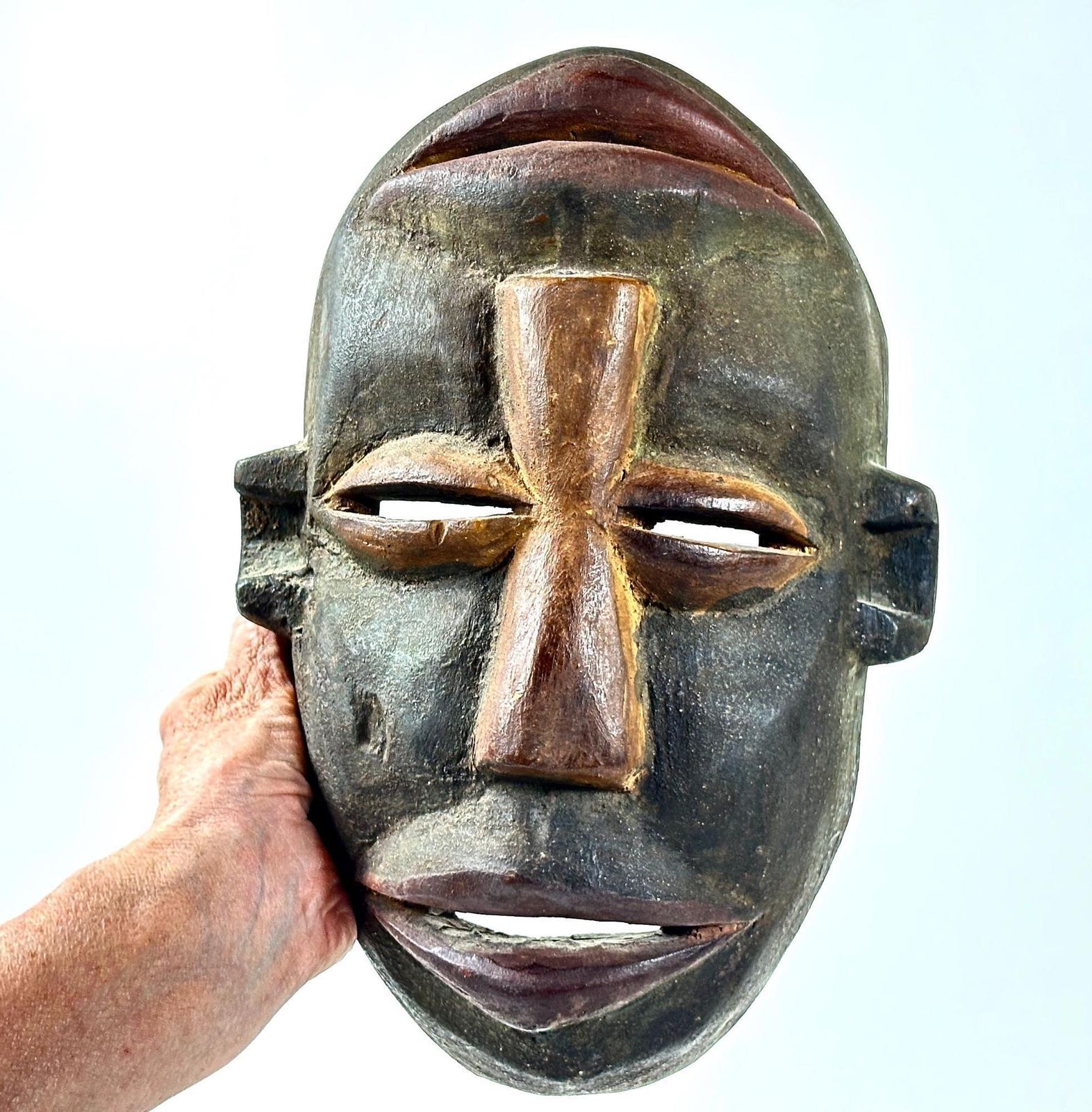 photo for sale African Wood Tribal Mask – Vintage Hand Carved Mask With Dual Faces