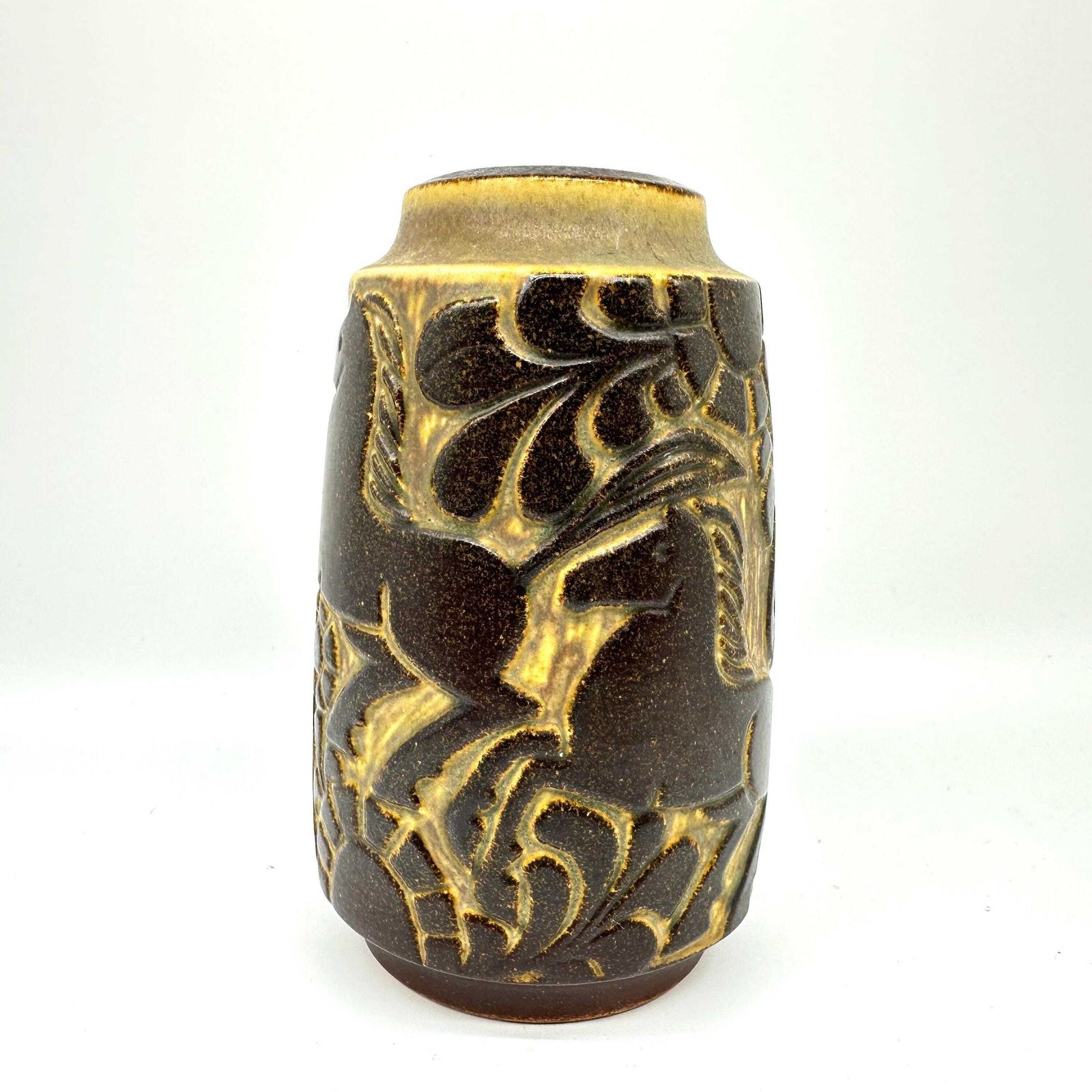 Danish Pottery Vase – 1970s Horse Motif By Michael Andersen & Marianne Starck, Bornholm photo for sale