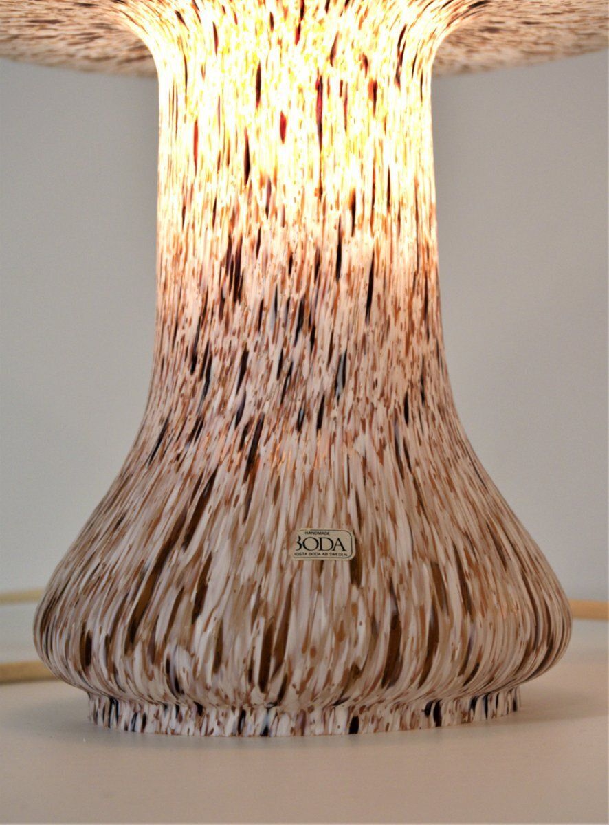 Swedish Artglass Mushroom Shaped Table Lamps By Monica Backström For Kosta Boda, 1970s, Set Of 2 photo 3139.0