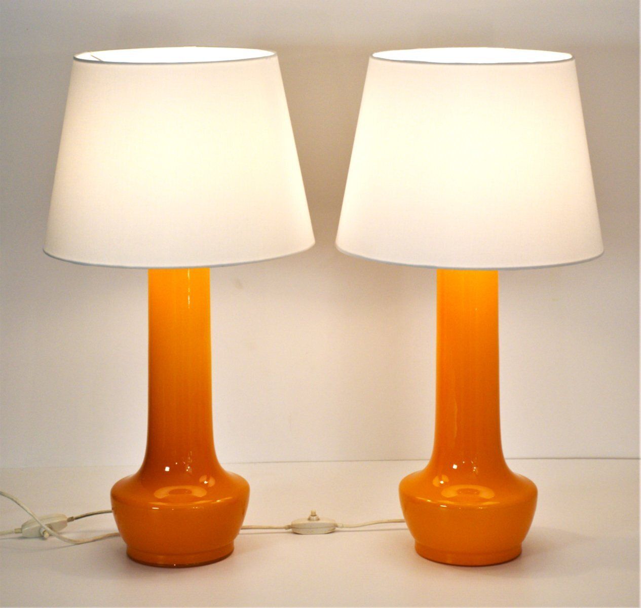 Swedish Art Glass Table Lamps By Gert Nyström For Hyllinge Glasbruk, 1960s, Set Of 2 photo for sale