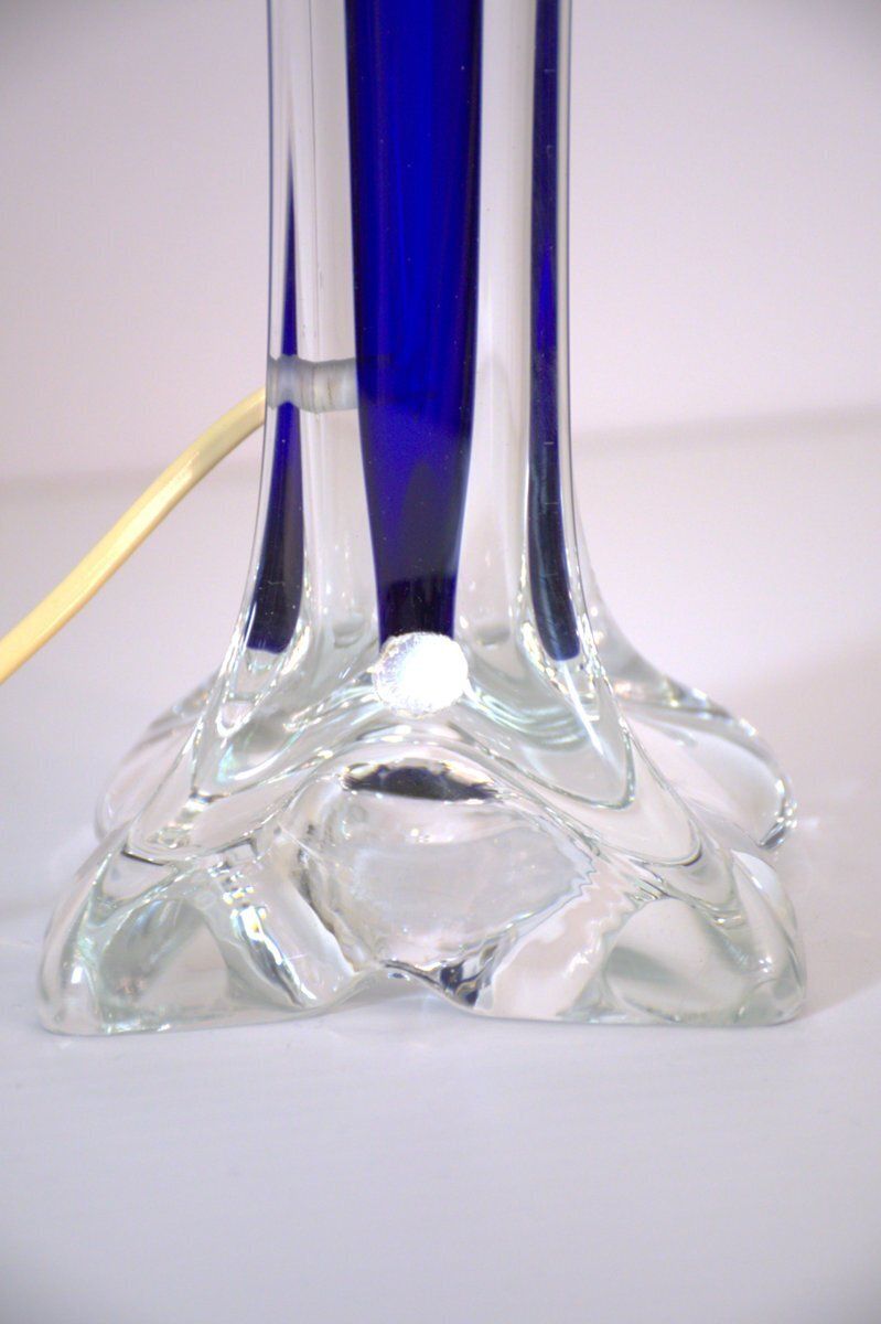 Swedish Modern Art Glass Table Lamp By Paul Kedelf For Flygsfors Glasbruk, 1950s photo buy
