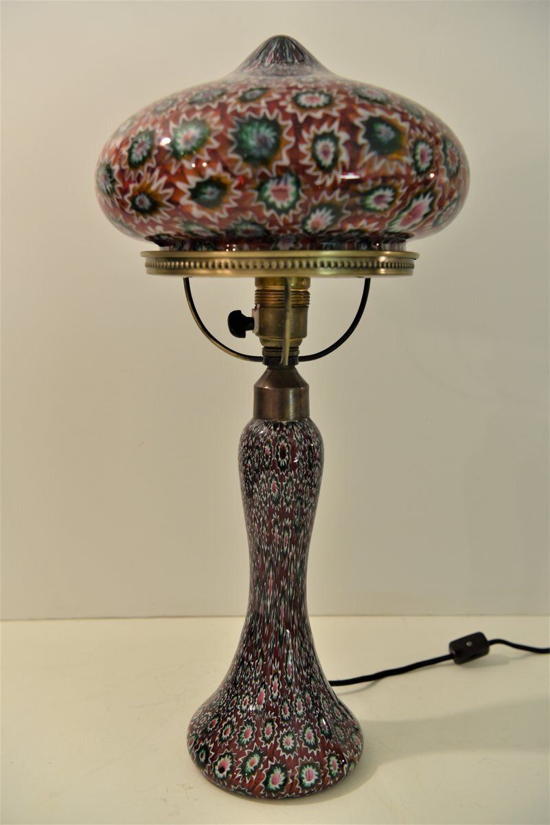 Large Vintage Millefiori Glass And Brass Table By Fratelli Toso, 1940s photo for sale