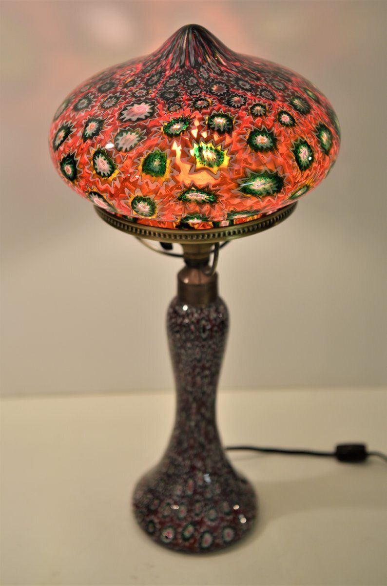 Large Vintage Millefiori Glass And Brass Table By Fratelli Toso, 1940s photo vinterior
