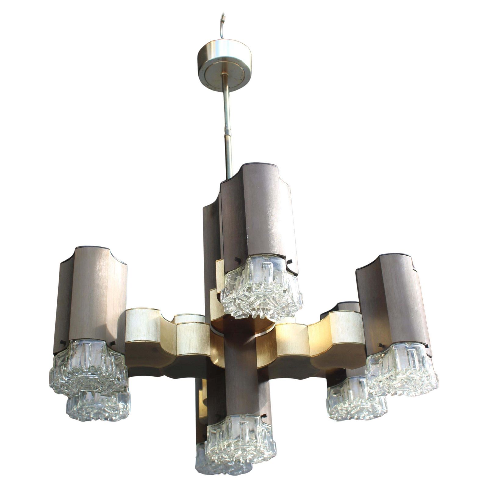 Decorative Sciolari Chandelier In Plexiglass Aluminum And Glass 1970 Italy