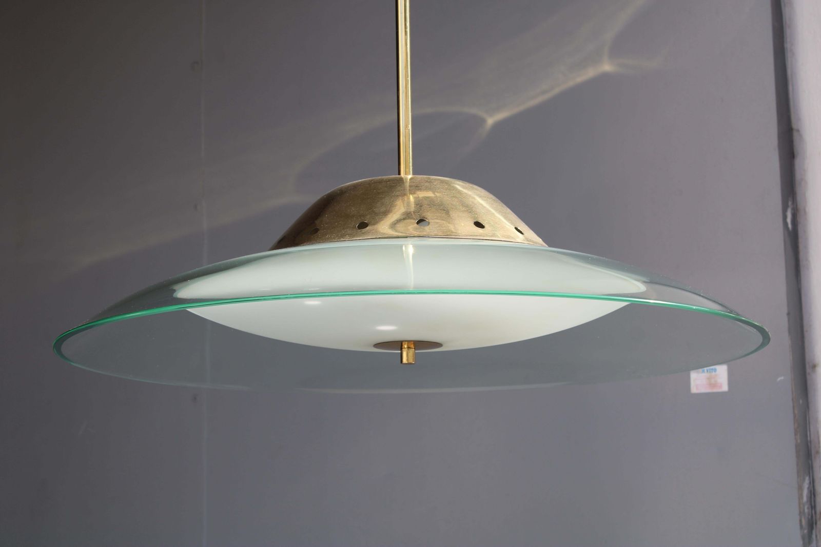photo vintage Flying Saucer Chandelier Ufo Fontana Arte Pietro Chiesa 1950