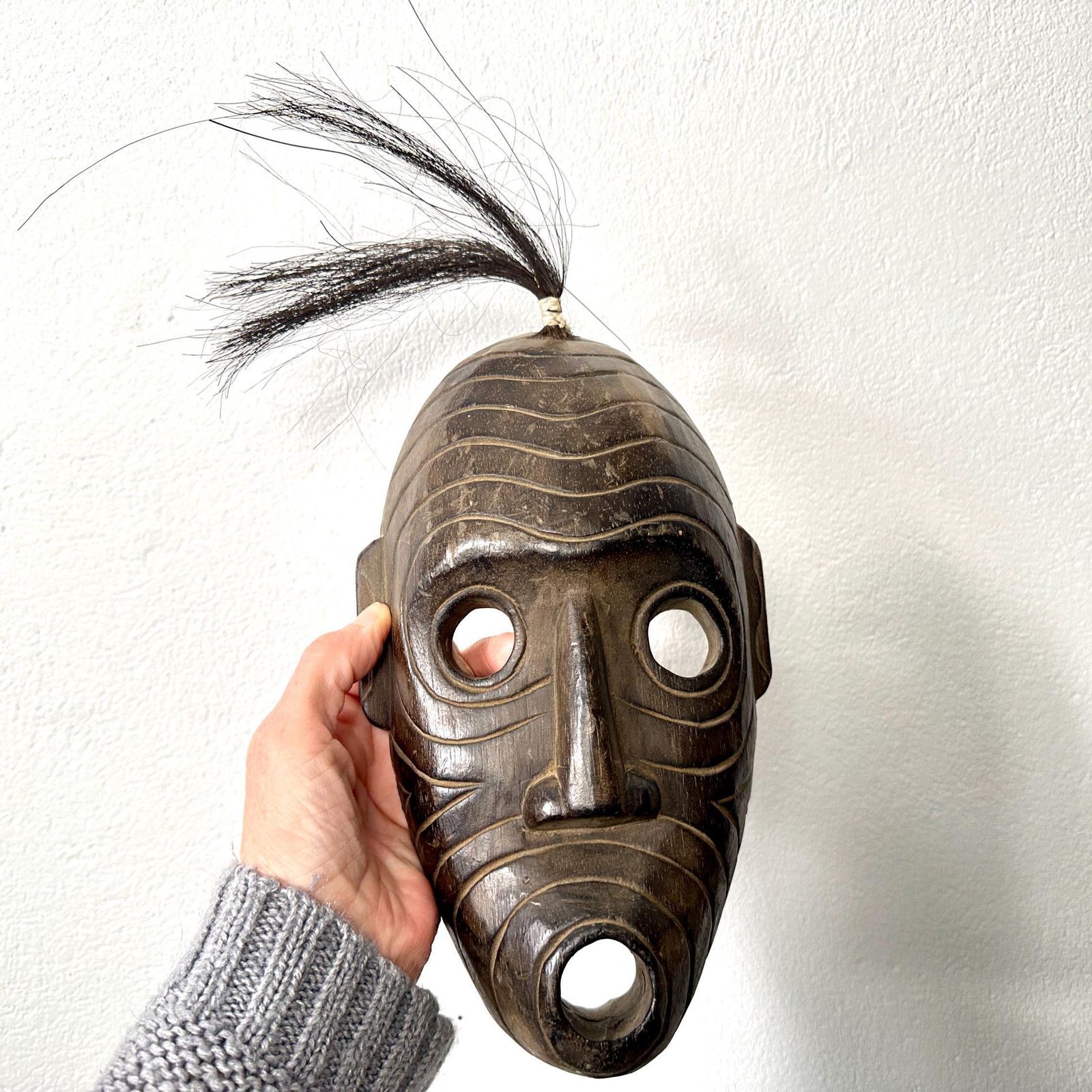 photo furniture Vintage Hand Carved Wooden Mask Sculpture – African Wall Art