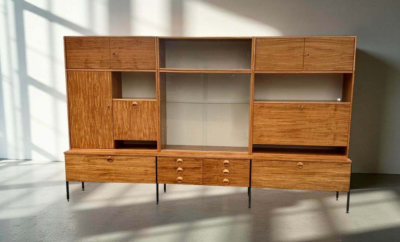 Model 430 Modular Wall System With Bar, Secretary And Display Cabinet In Walnut By Joachim Nebelung For Hellerau, 1973 photo furniture