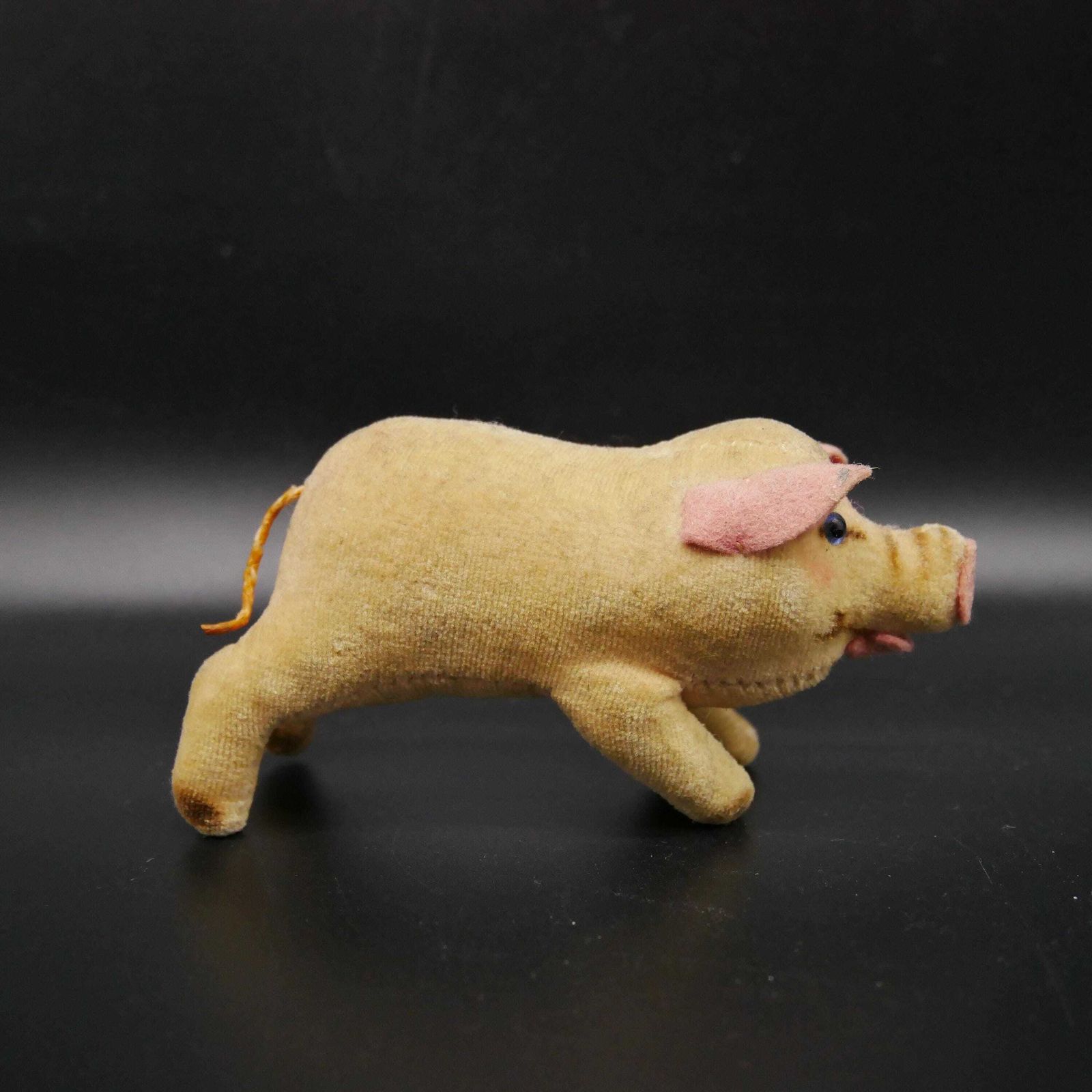 photo for sale Vintage Steiff Velvet Pig – 1950s 60s German Plush Toy – Mid Century Steiff Collectible