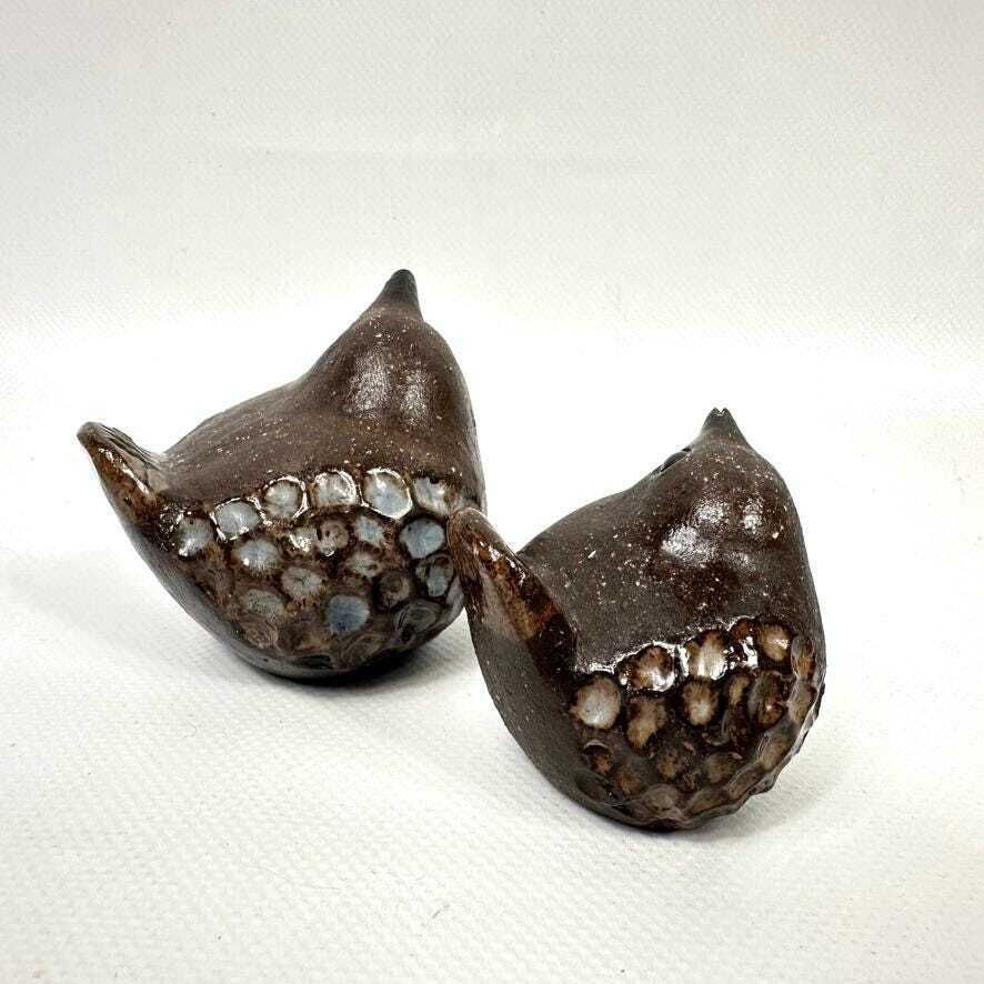 Vintage Swedish Pottery Birds By Bengt Wall – Handcrafted Ceramic Sculptures, Rustic Figurines photo for sale