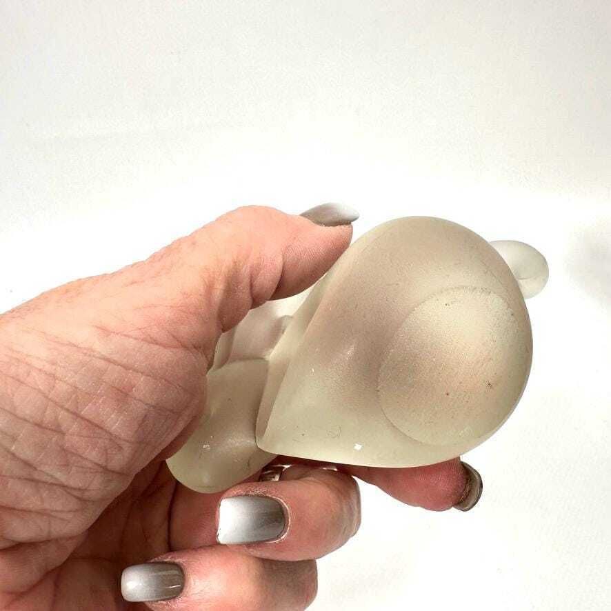 Scandinavian Frosted Glass Rabbit Sculpture – Mid Century Modern Style, Minimalist Art Glass Figurine photo 65.0