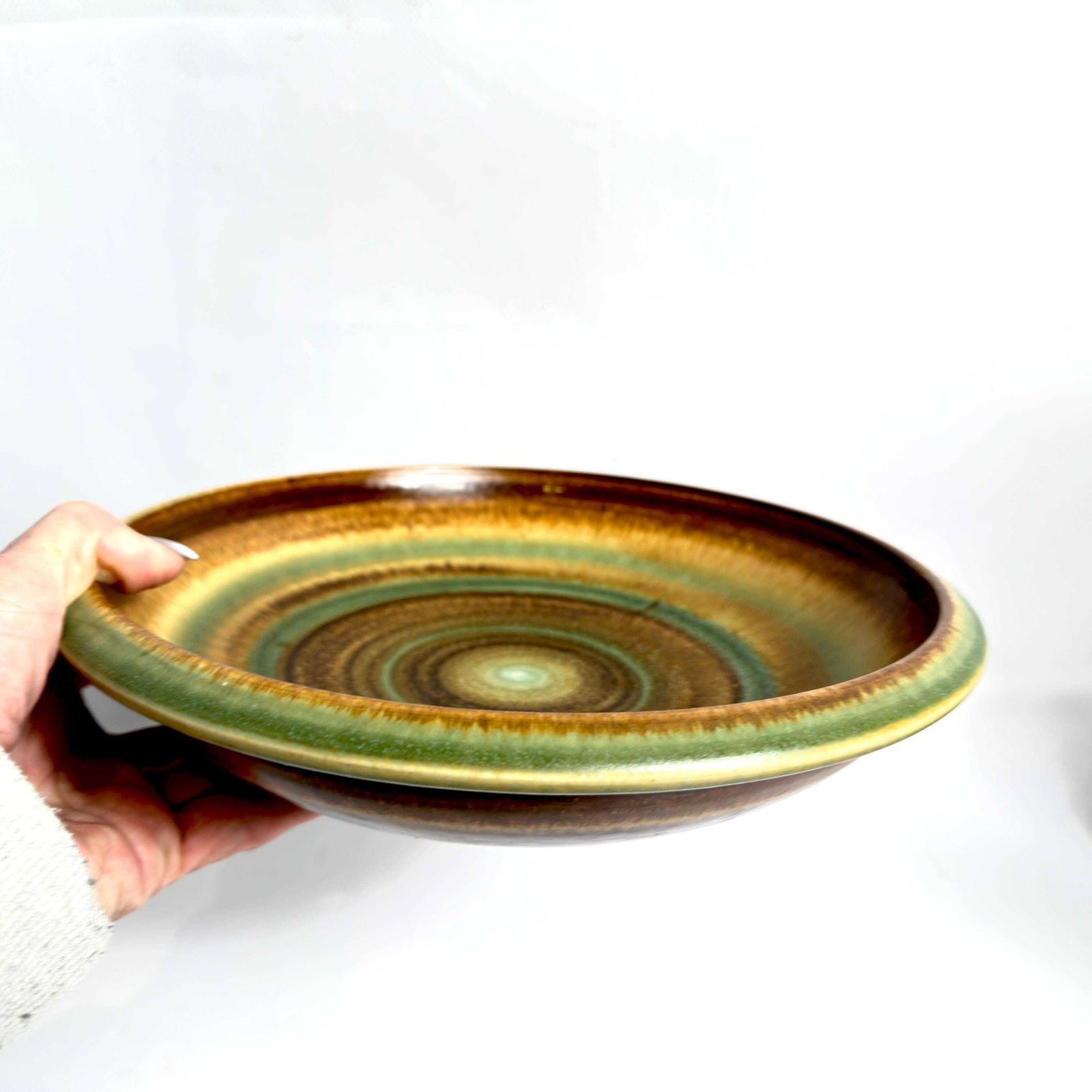 Scandinavian Mid Century Pottery Bowl By Höganäs Keramik – Brown Green Glaze, 1970s photo vinterior