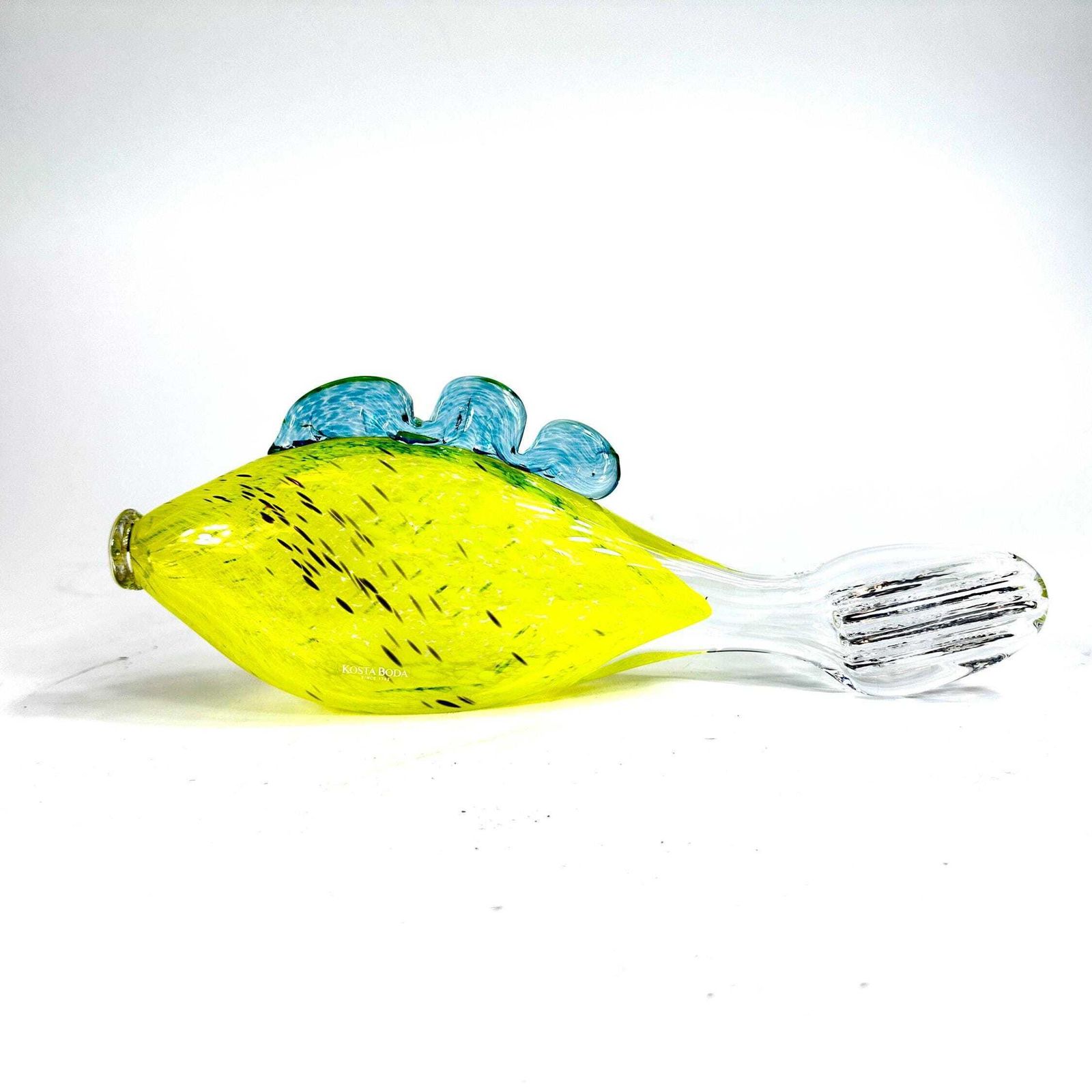 Vintage Kosta Boda Glass Fish Sculpture – Hand Blown Art, Signed & Labeled photo Art