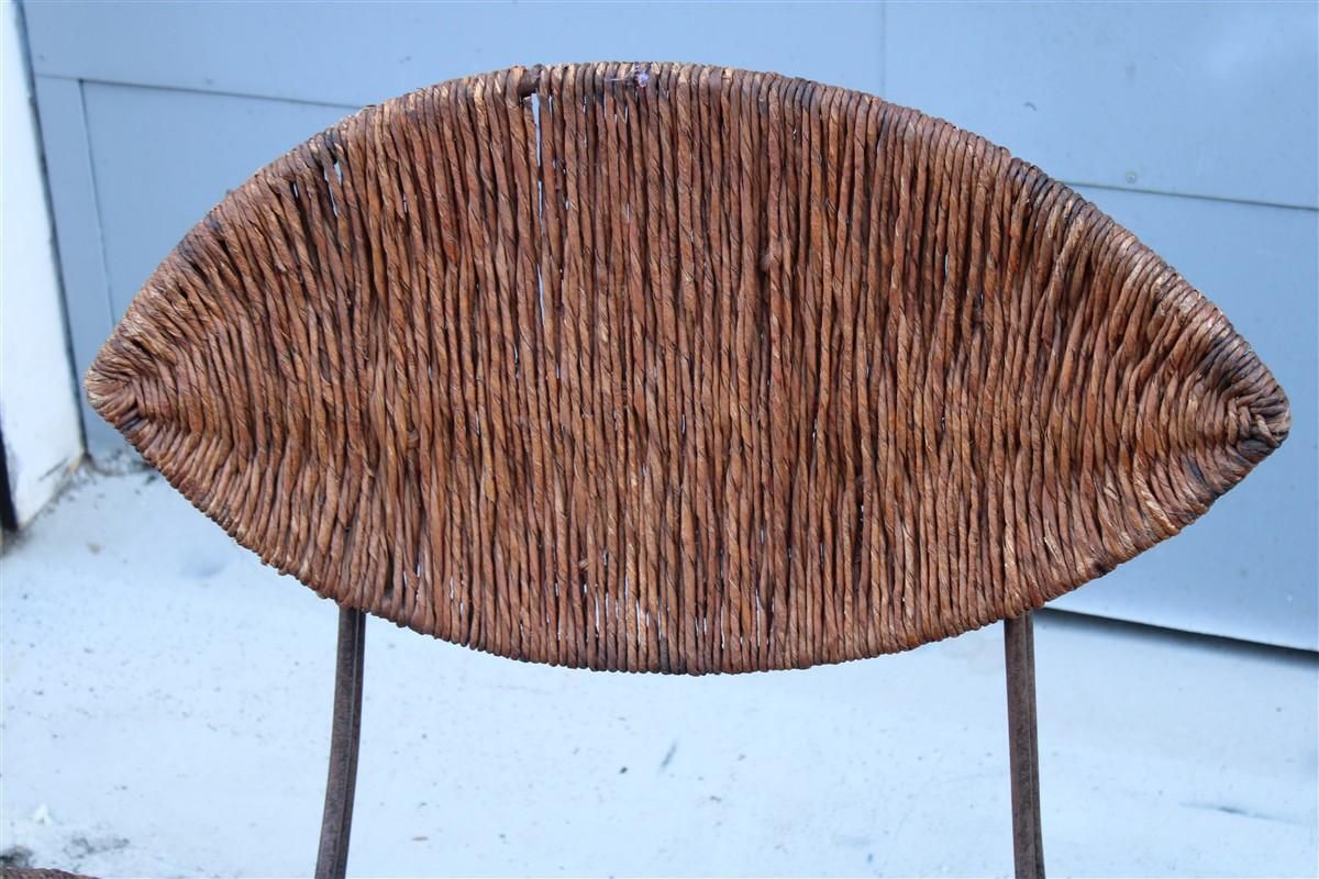 Pair Of Tom Dixon Banana Metal And Straw Cap Armchairs Italy 1980 photo buy